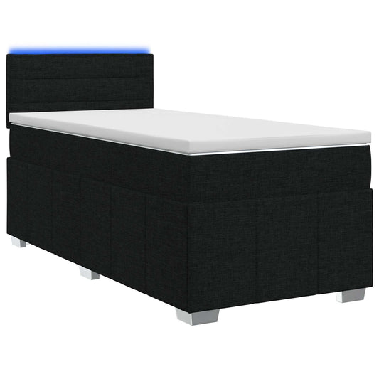vidaXL Κρεβάτι box spring με στρώμα Μαύρο 90 x 190 cm Ύφασμα