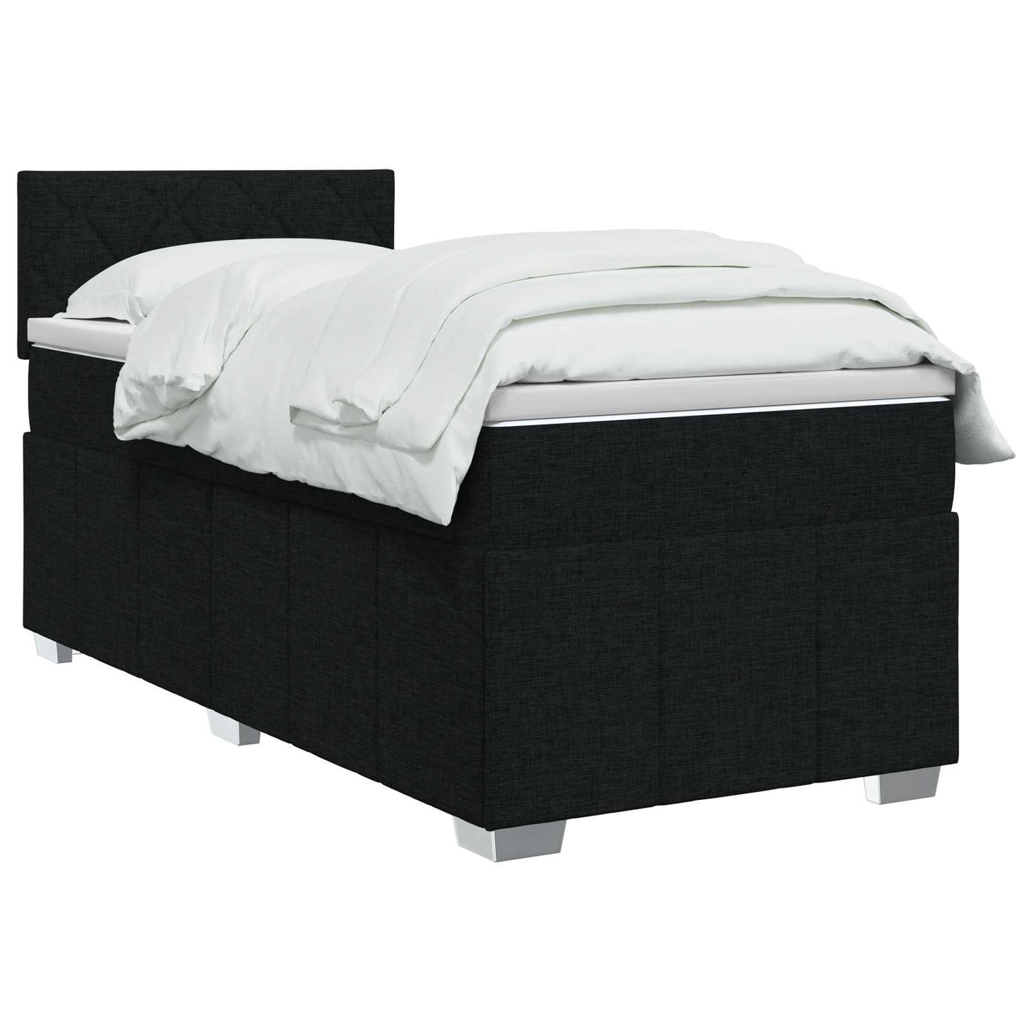 vidaXL Κρεβάτι box spring με στρώμα Μαύρο 90 x 190 cm Ύφασμα