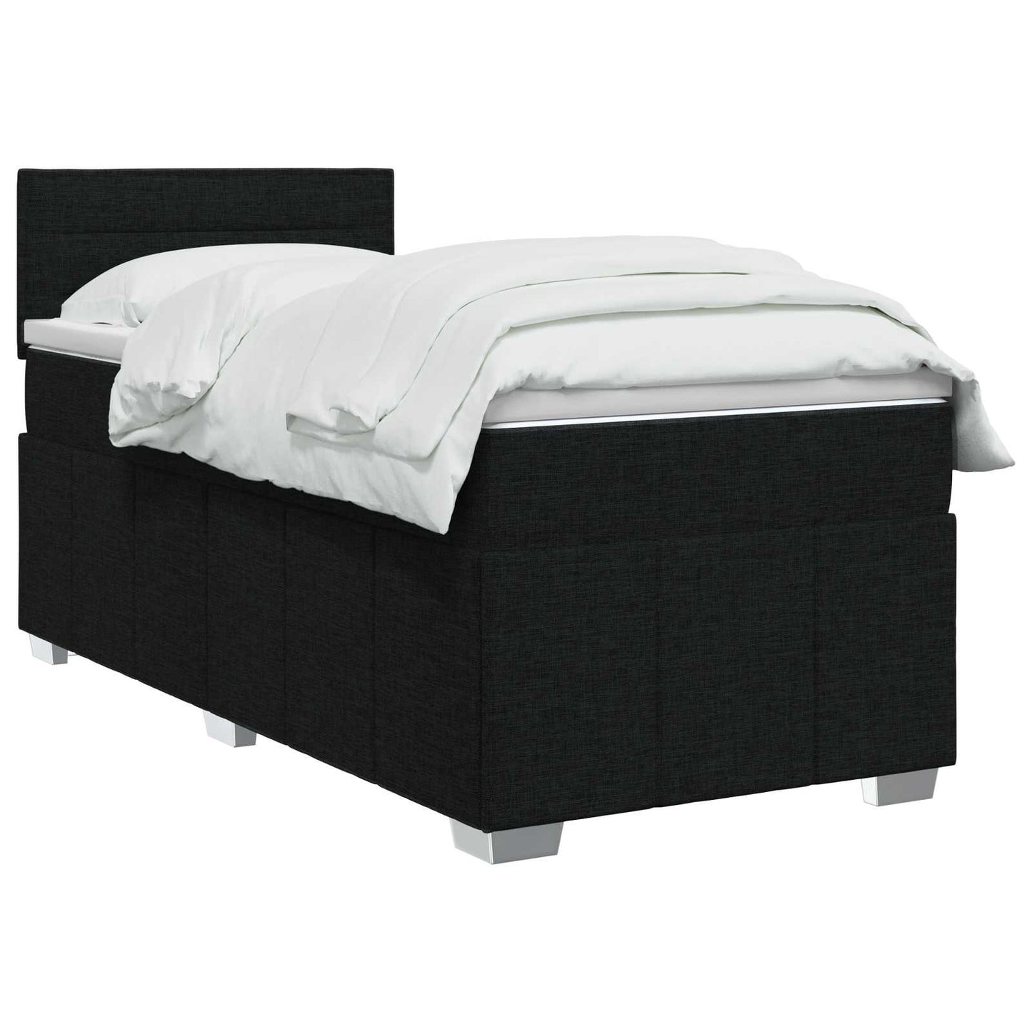 vidaXL Κρεβάτι box spring με στρώμα Μαύρο 90 x 200 cm Ύφασμα