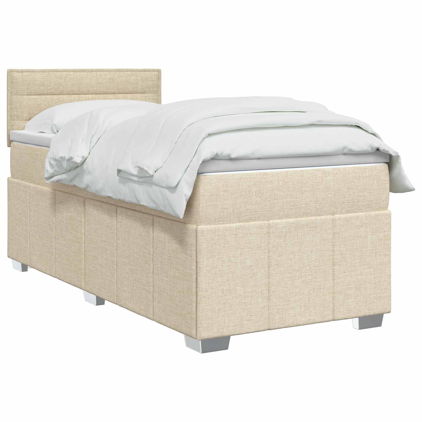 vidaXL Κρεβάτι box spring με στρώμα Κρεμ 90 x 200 cm Ύφασμα