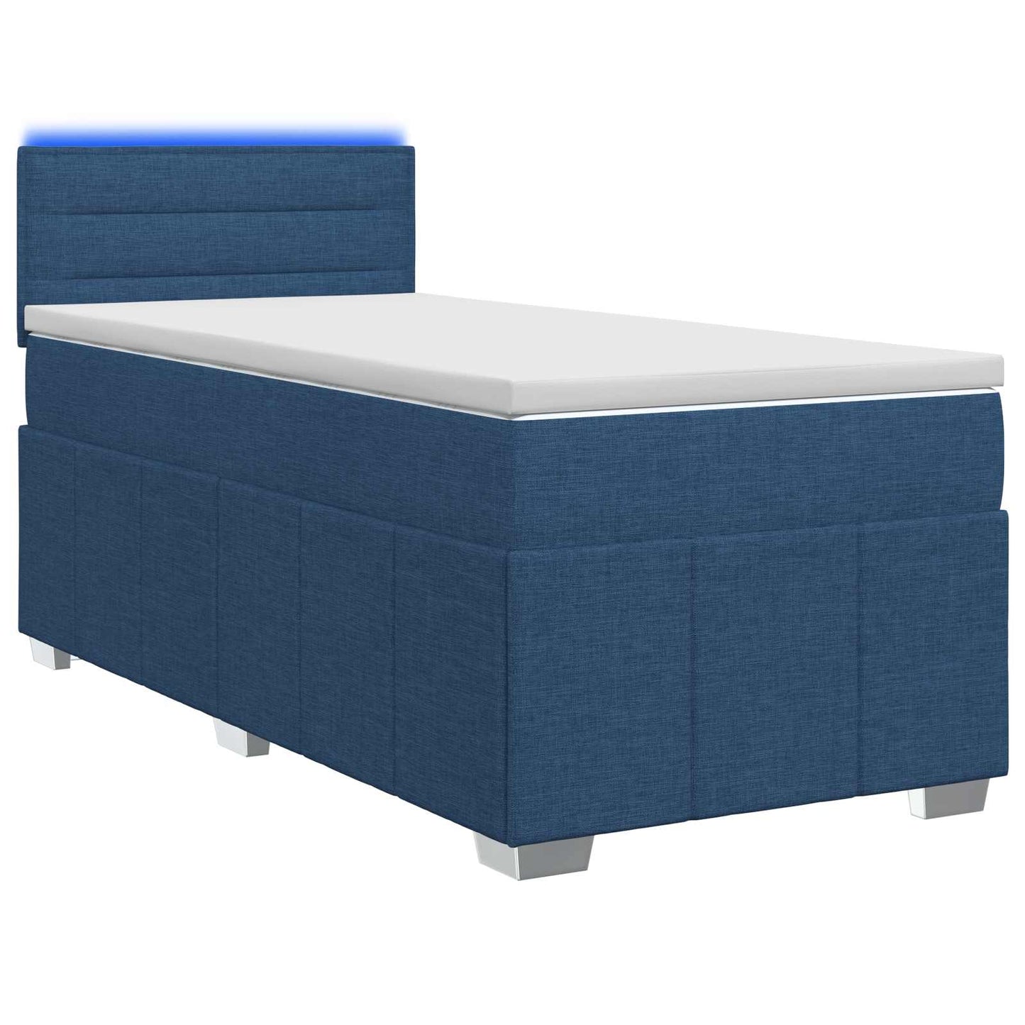 vidaXL Κρεβάτι box spring με στρώμα Μπλε 90 x 200 cm Ύφασμα