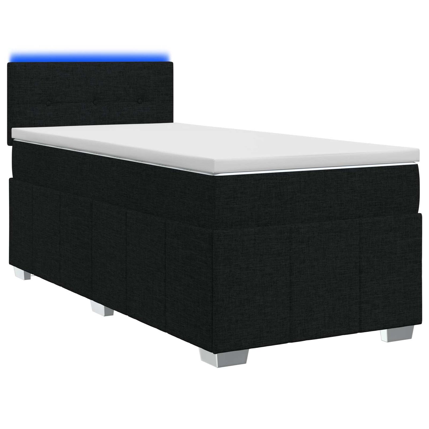 vidaXL Κρεβάτι box spring με στρώμα Μαύρο 90 x 200 cm Ύφασμα