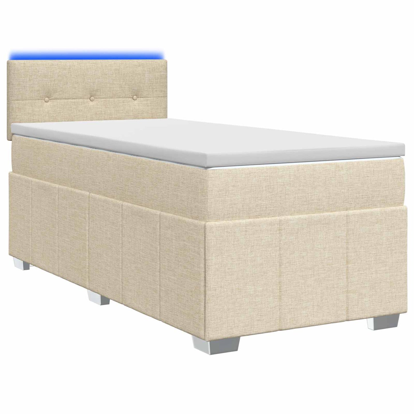 vidaXL Κρεβάτι box spring με στρώμα Κρεμ 90 x 200 cm Ύφασμα