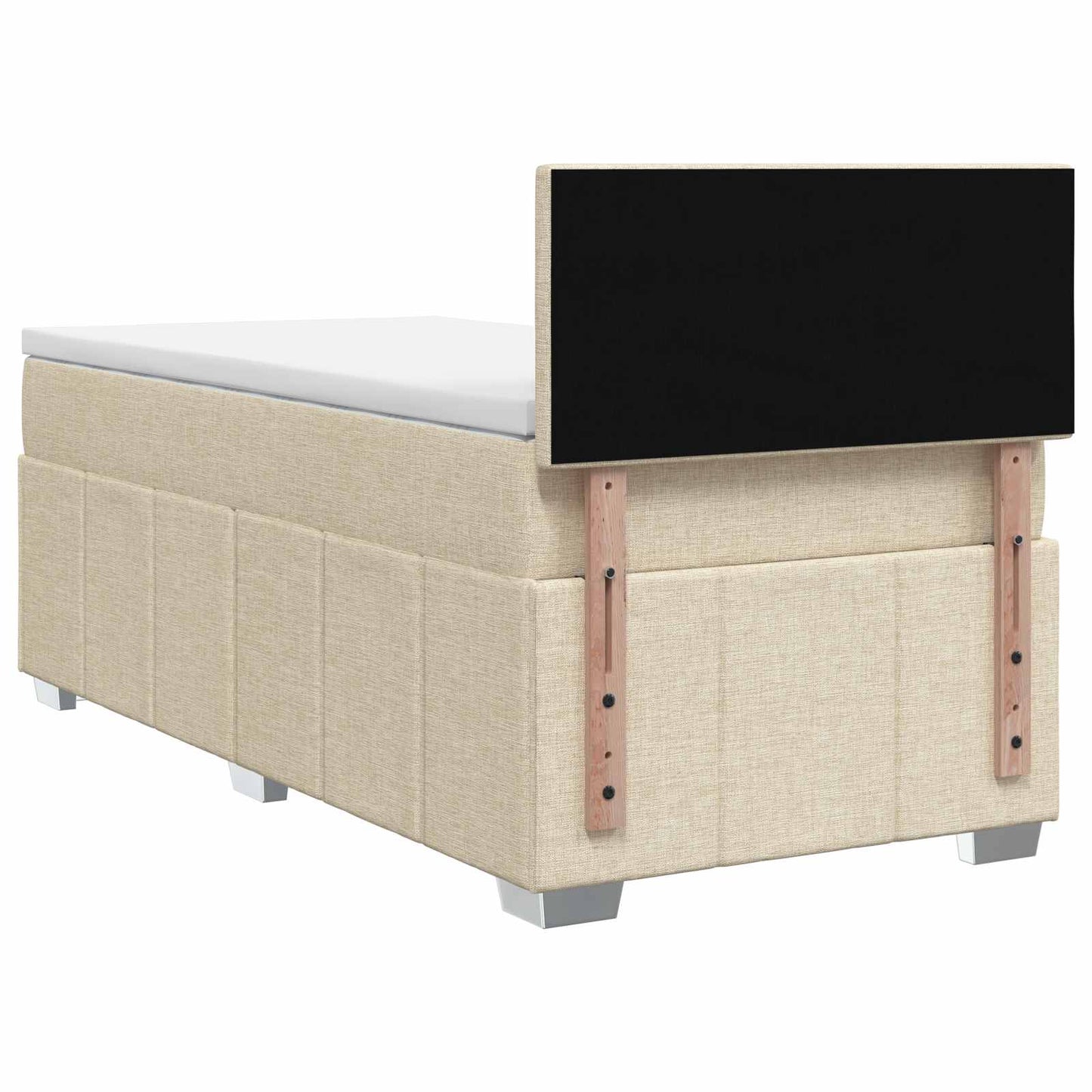 vidaXL Κρεβάτι box spring με στρώμα Κρεμ 90 x 200 cm Ύφασμα