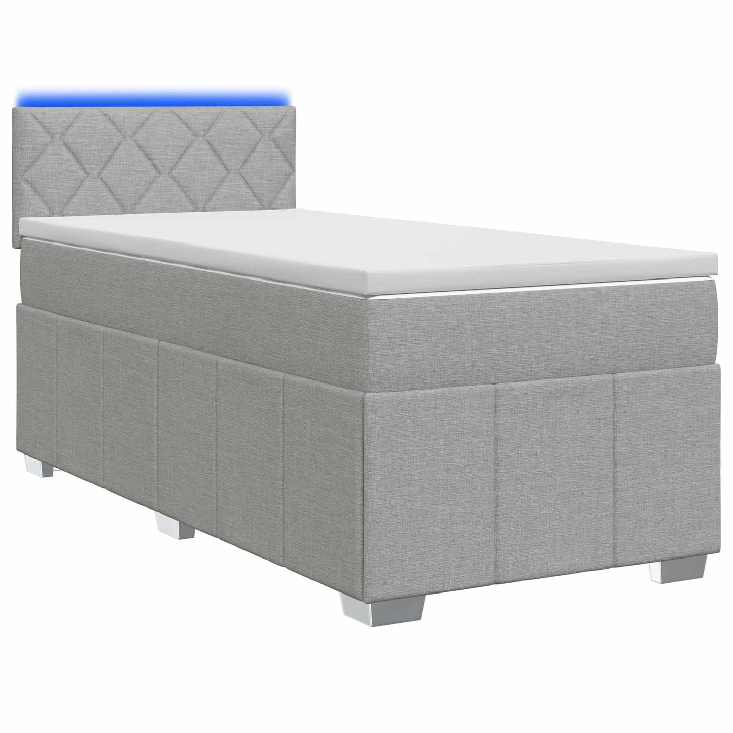vidaXL Κρεβάτι box spring με στρώμα Ανοιχτό γκρι 90 x 200 cm Ύφασμα