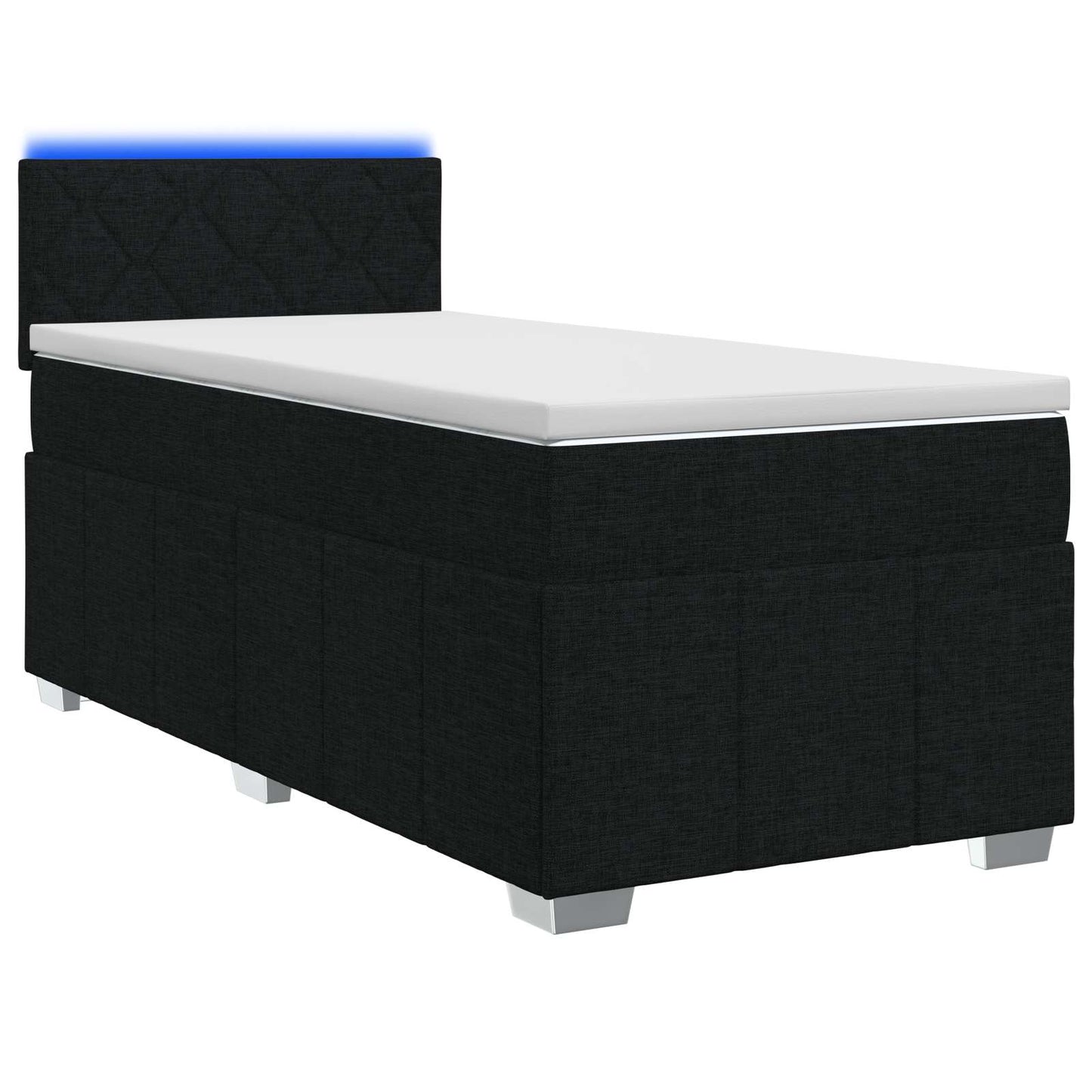 vidaXL Κρεβάτι box spring με στρώμα Μαύρο 90 x 200 cm Ύφασμα