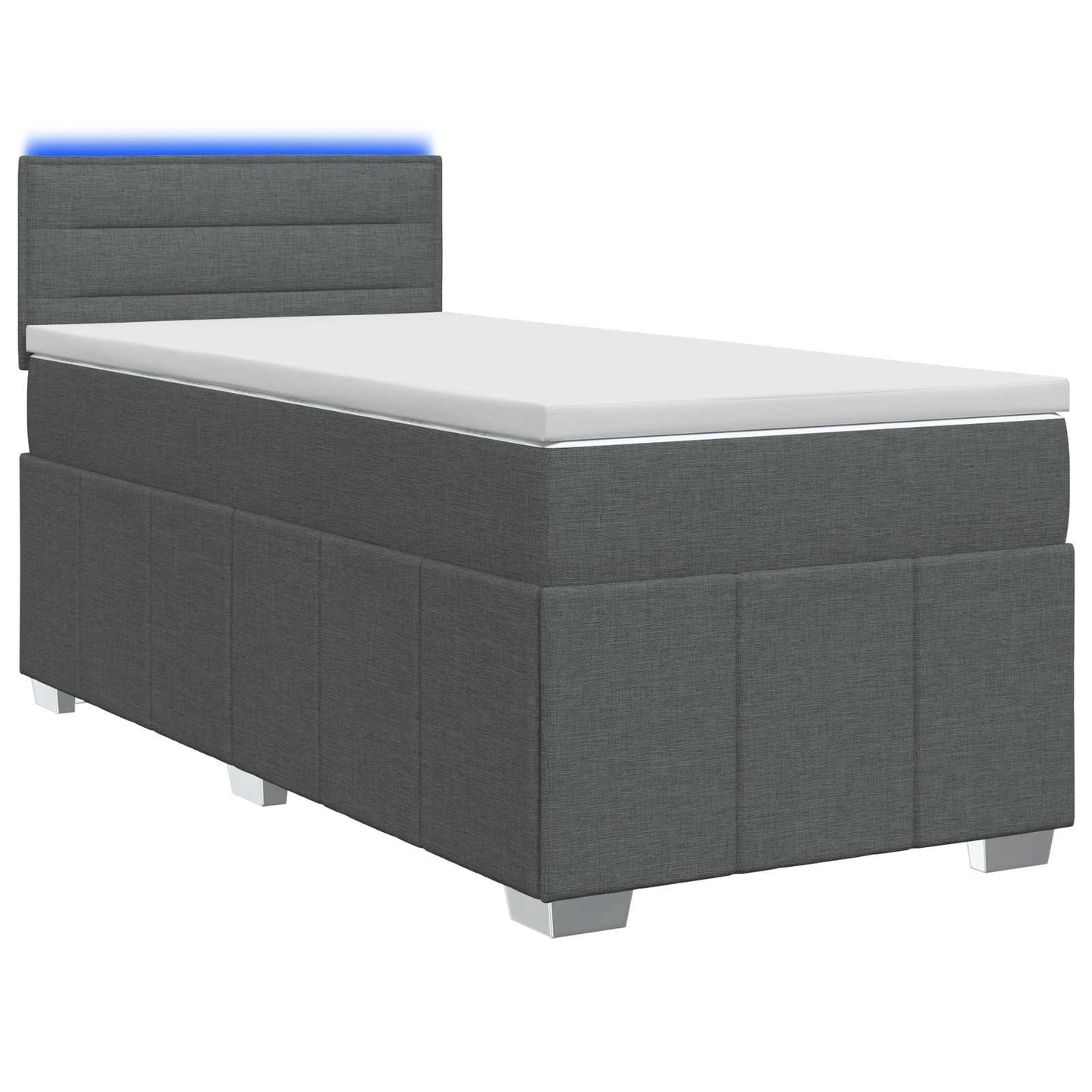 vidaXL Κρεβάτι box spring με στρώμα Σκούρο Γκρι 100 x 200 cm Ύφασμα