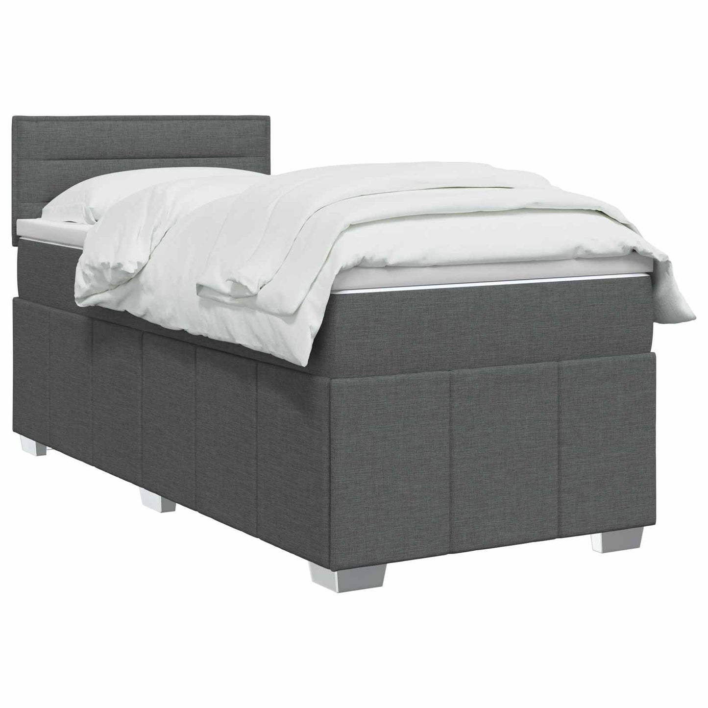 vidaXL Κρεβάτι box spring με στρώμα Σκούρο Γκρι 100 x 200 cm Ύφασμα