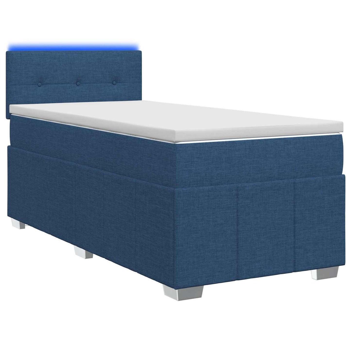 vidaXL Κρεβάτι box spring με στρώμα Μπλε 100 x 200 cm Ύφασμα