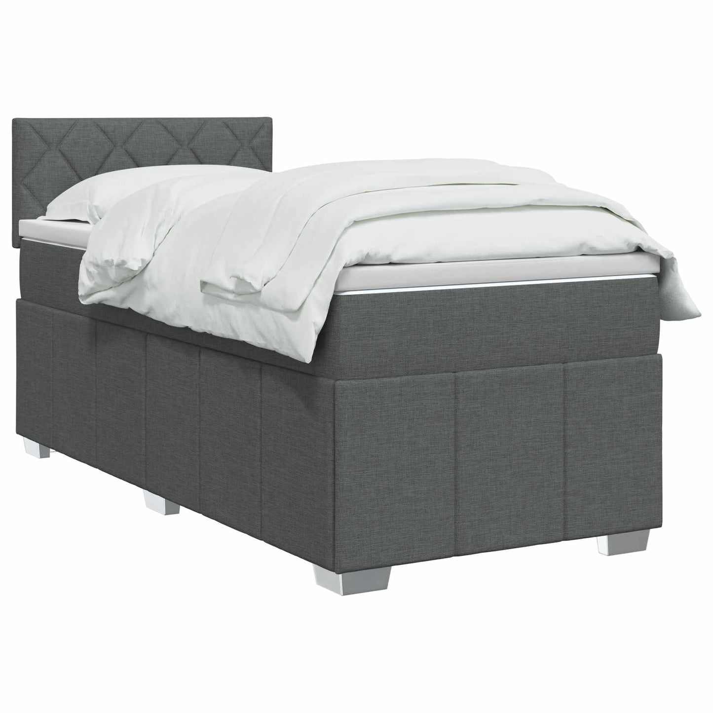 vidaXL Κρεβάτι box spring με στρώμα Σκούρο Γκρι 100 x 200 cm Ύφασμα