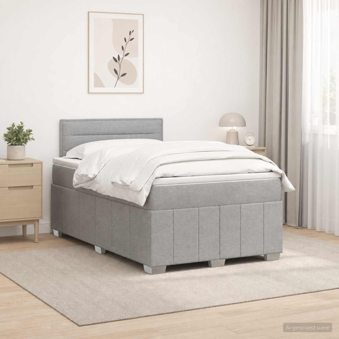 vidaXL Κρεβάτι box spring με στρώμα Ανοιχτό γκρι 120 x 190 cm Ύφασμα