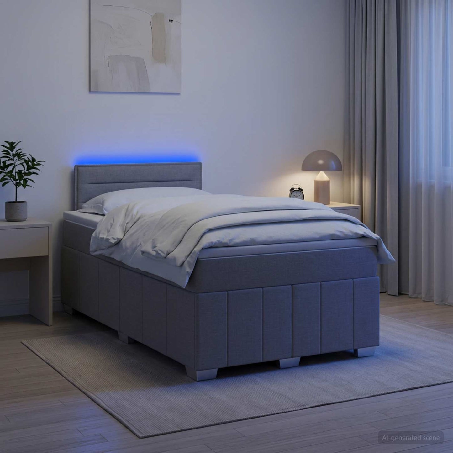 vidaXL Κρεβάτι box spring με στρώμα Ανοιχτό γκρι 120 x 190 cm Ύφασμα
