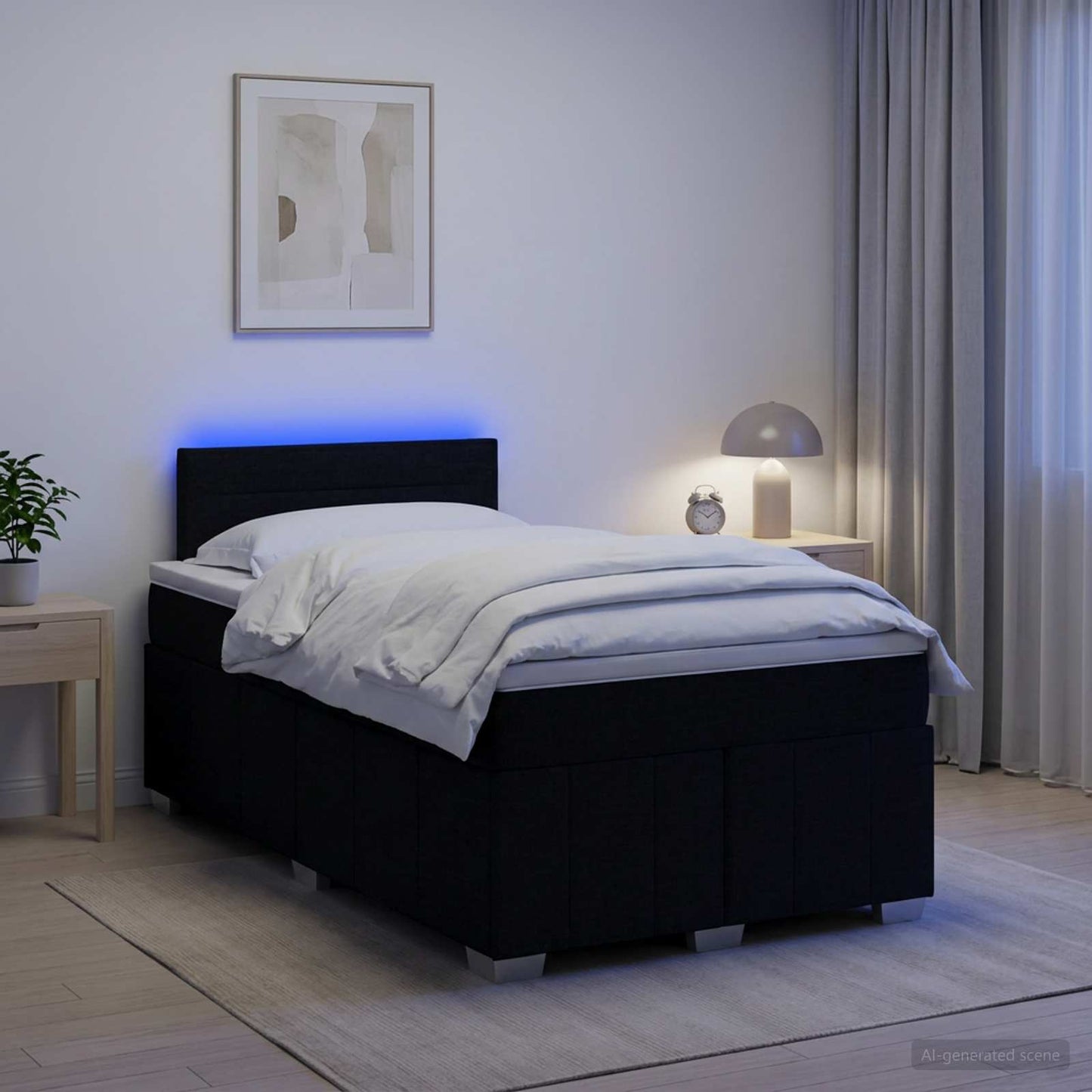 vidaXL Κρεβάτι box spring με στρώμα Μαύρο 120 x 190 cm Ύφασμα