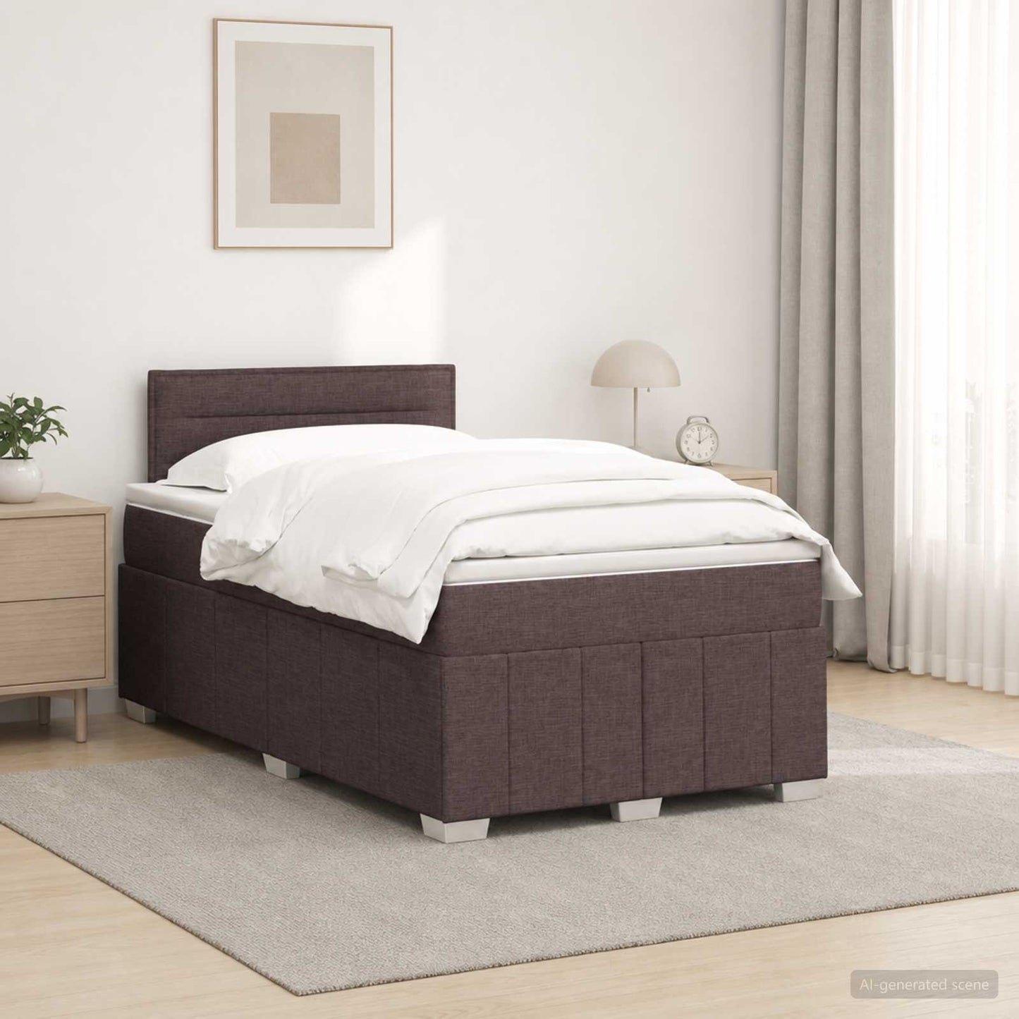 vidaXL Κρεβάτι box spring με στρώμα Σκούρο Καφέ 120 x 190 cm Ύφασμα