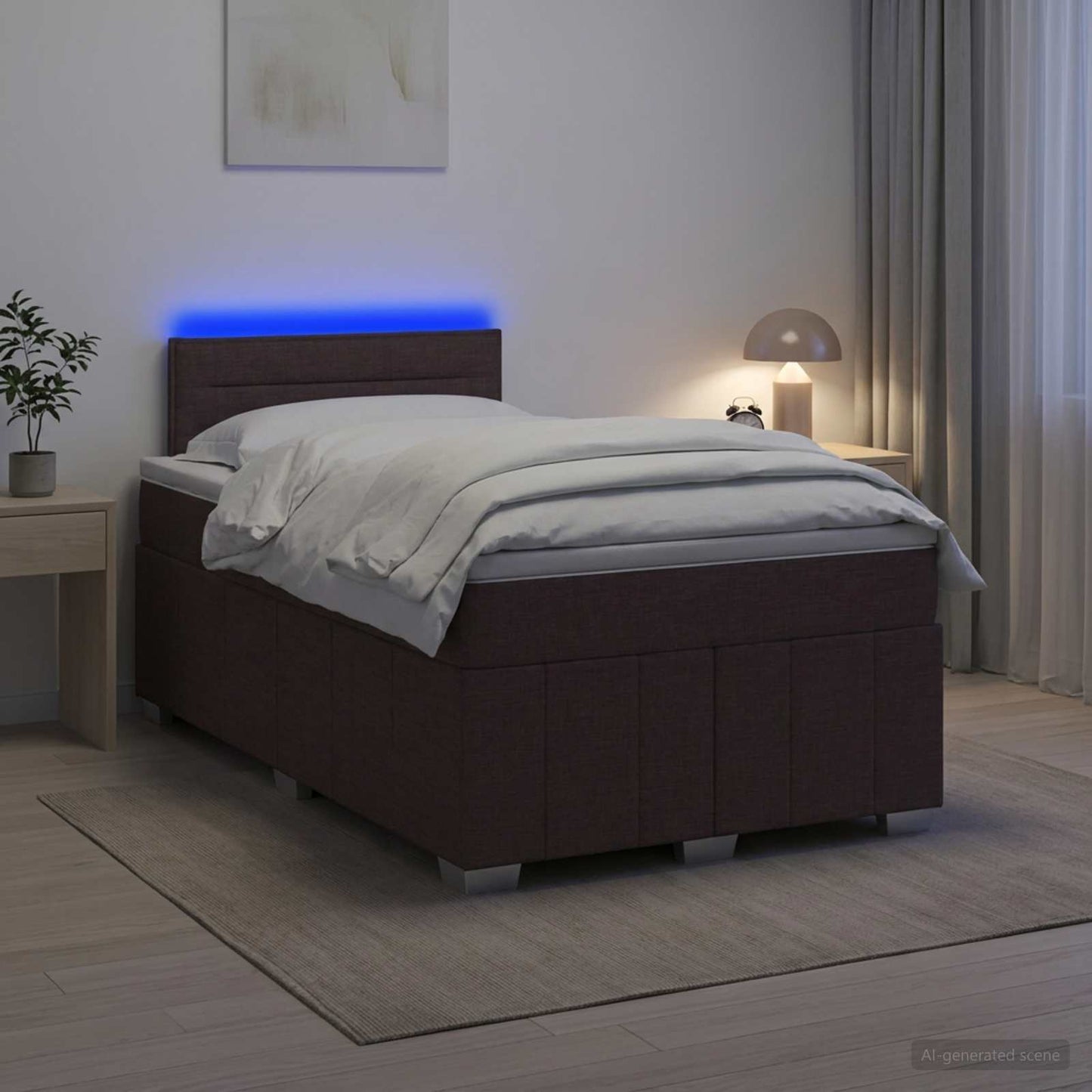 vidaXL Κρεβάτι box spring με στρώμα Σκούρο Καφέ 120 x 190 cm Ύφασμα