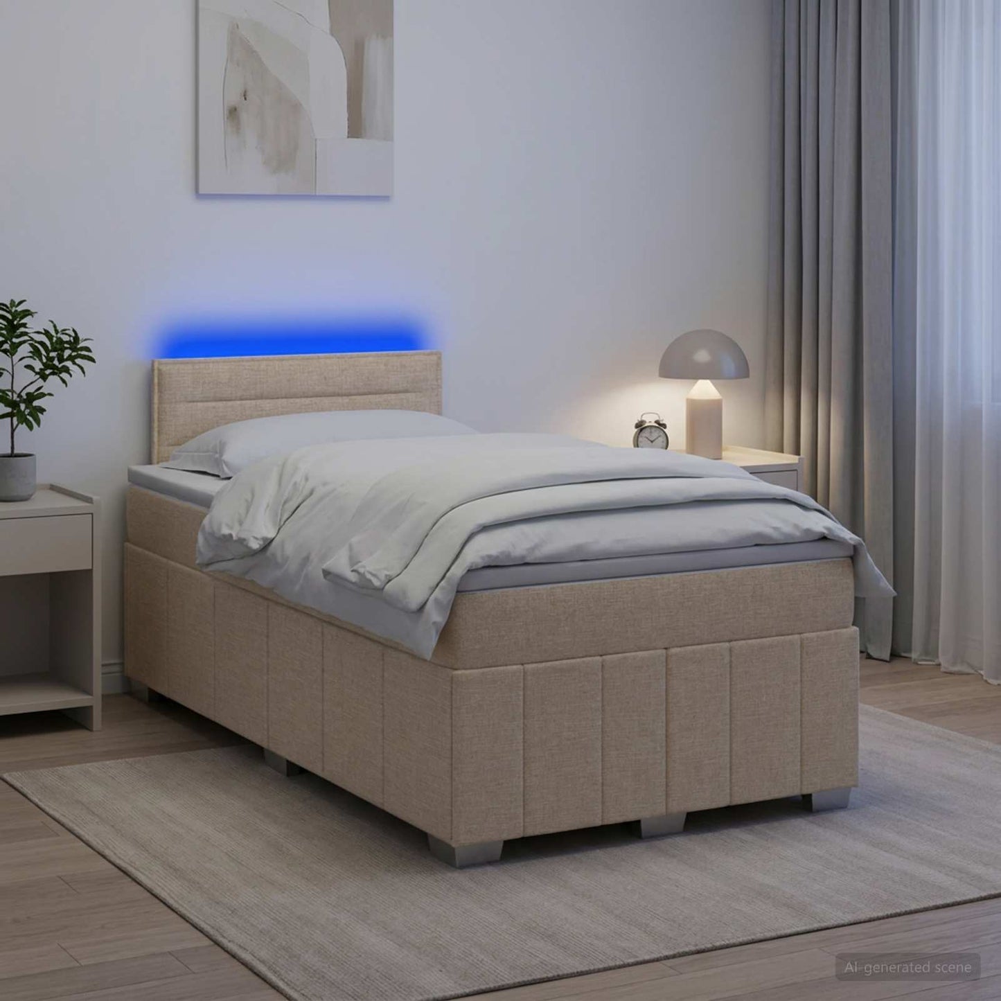 vidaXL Κρεβάτι box spring με στρώμα Κρεμ 120 x 190 cm Ύφασμα