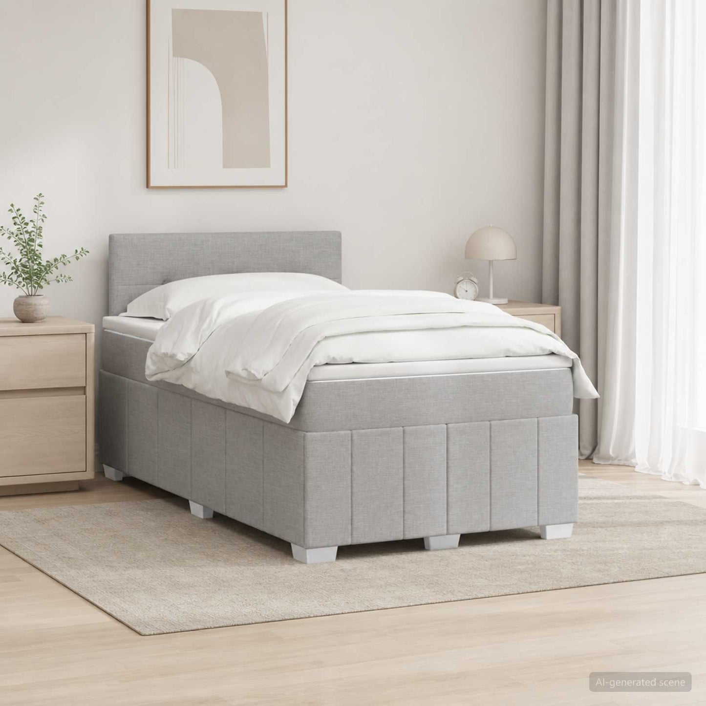 vidaXL Κρεβάτι box spring με στρώμα Ανοιχτό γκρι 120 x 190 cm Ύφασμα