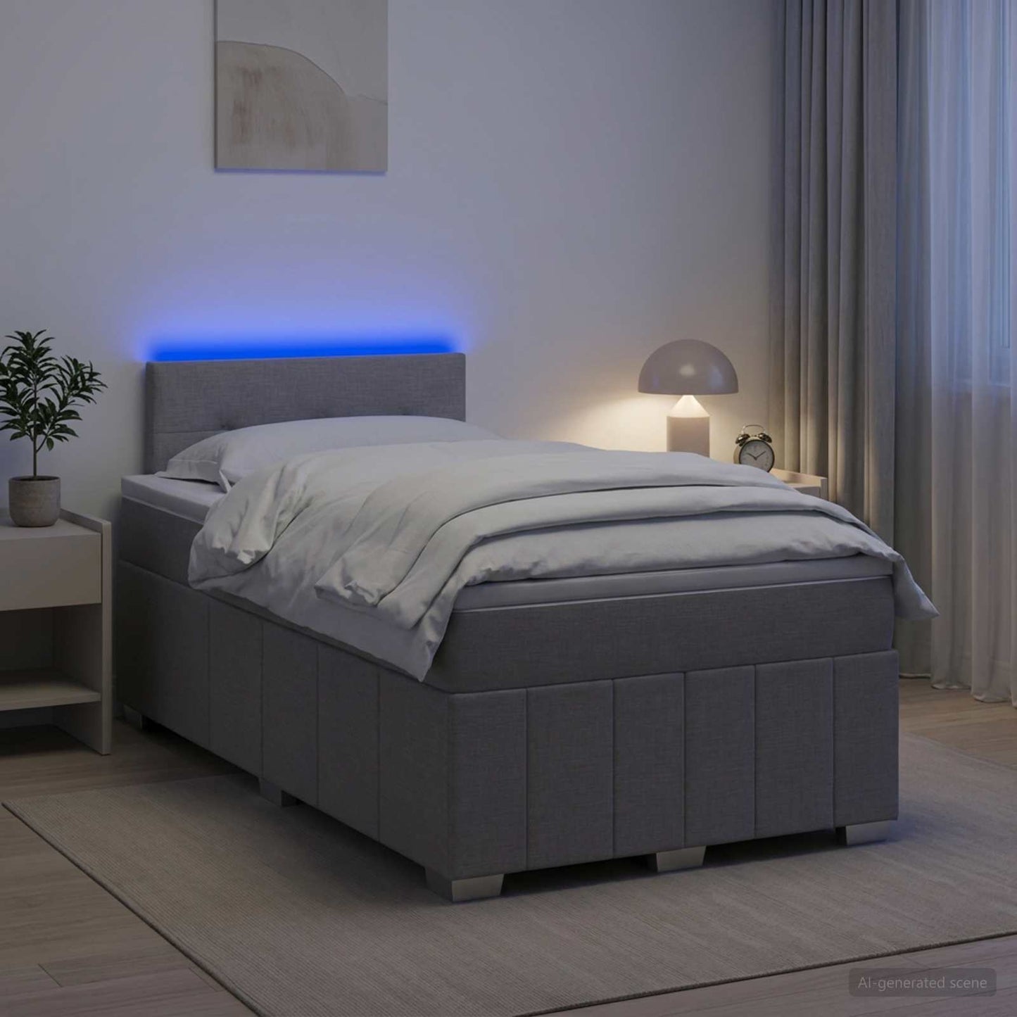 vidaXL Κρεβάτι box spring με στρώμα Ανοιχτό γκρι 120 x 190 cm Ύφασμα