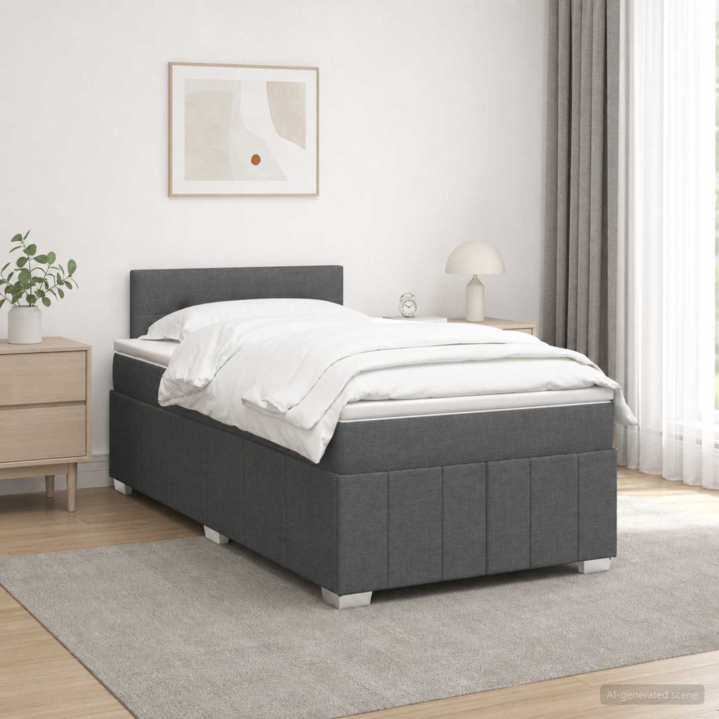 vidaXL Κρεβάτι box spring με στρώμα Σκούρο Γκρι 120 x 190 cm Ύφασμα