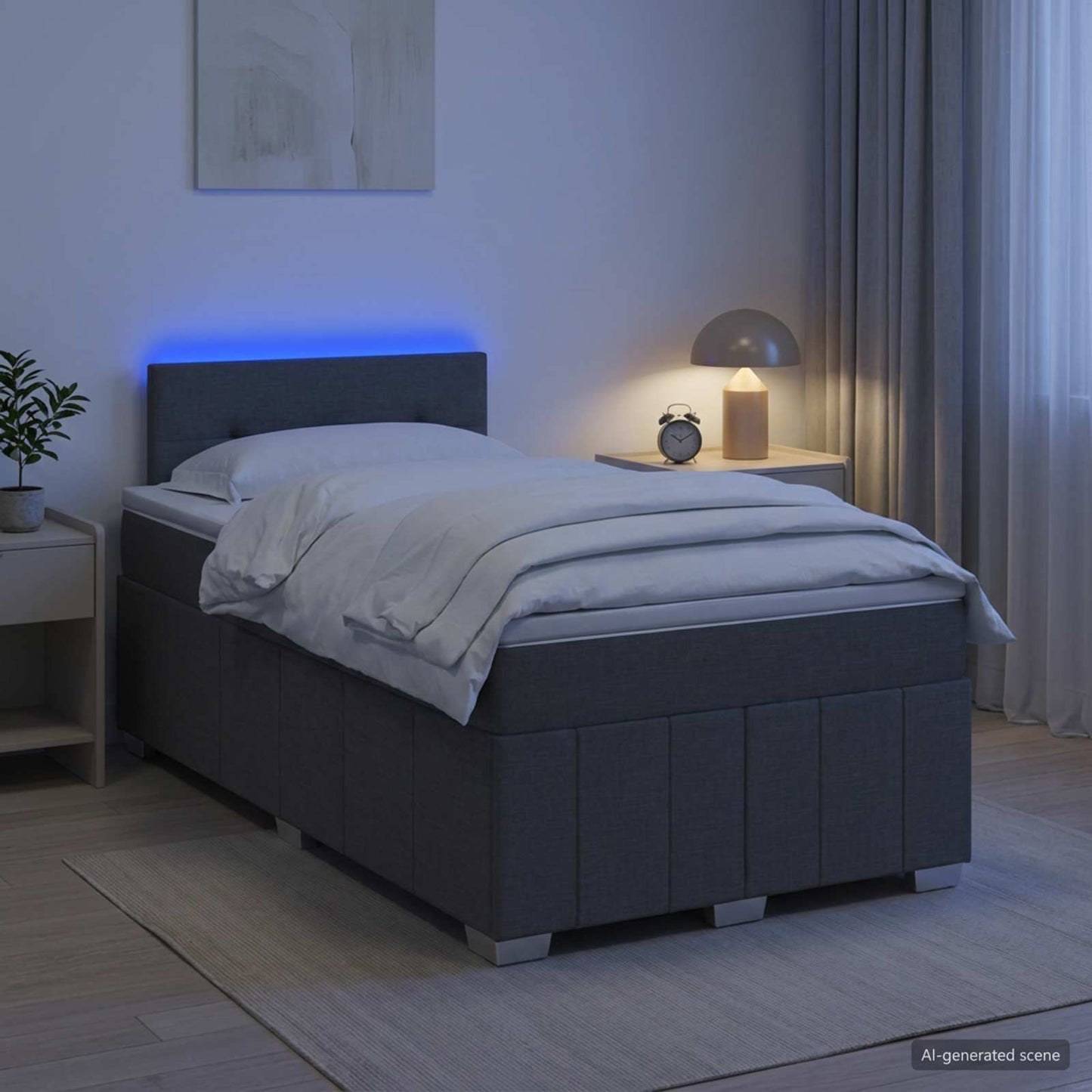 vidaXL Κρεβάτι box spring με στρώμα Σκούρο Γκρι 120 x 190 cm Ύφασμα