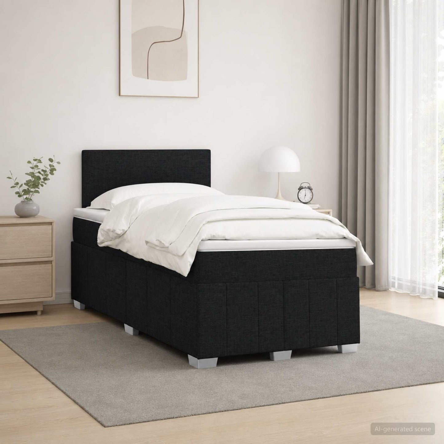 vidaXL Κρεβάτι box spring με στρώμα Μαύρο 120 x 190 cm Ύφασμα