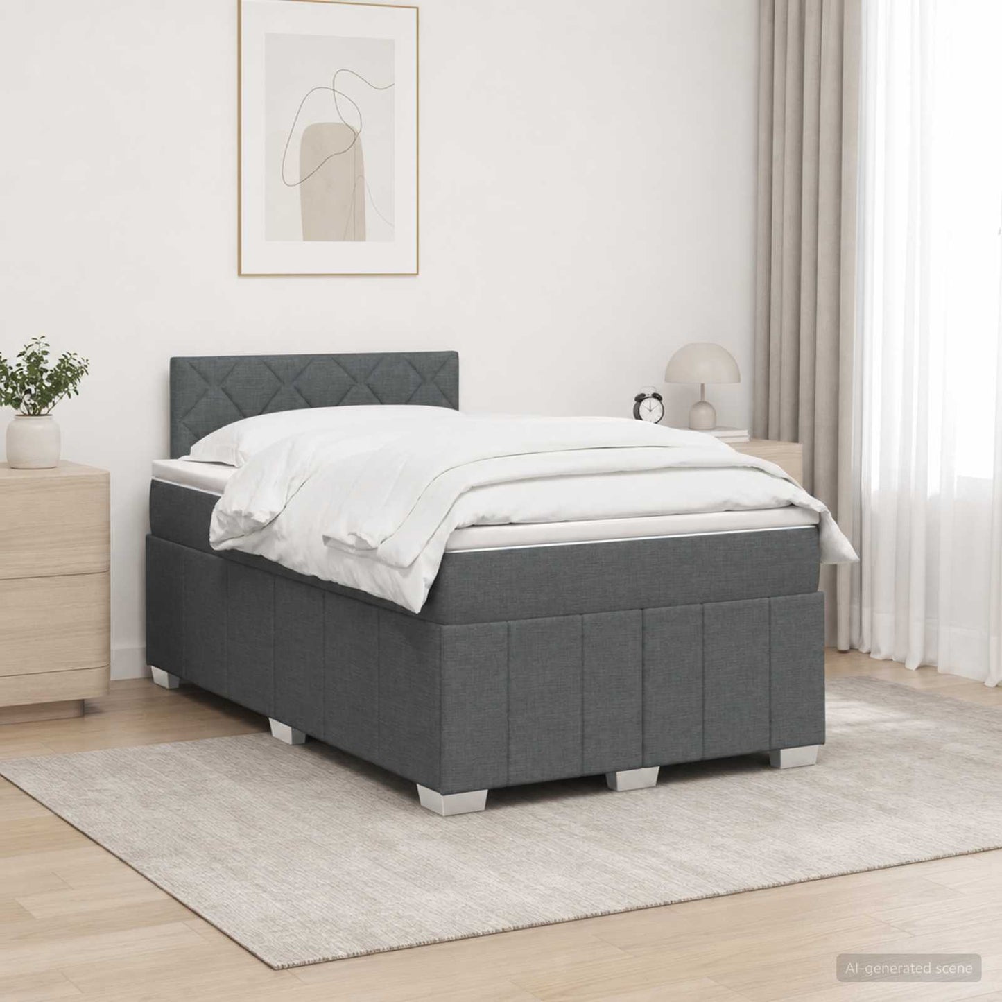 vidaXL Κρεβάτι box spring με στρώμα Σκούρο Γκρι 120 x 190 cm Ύφασμα