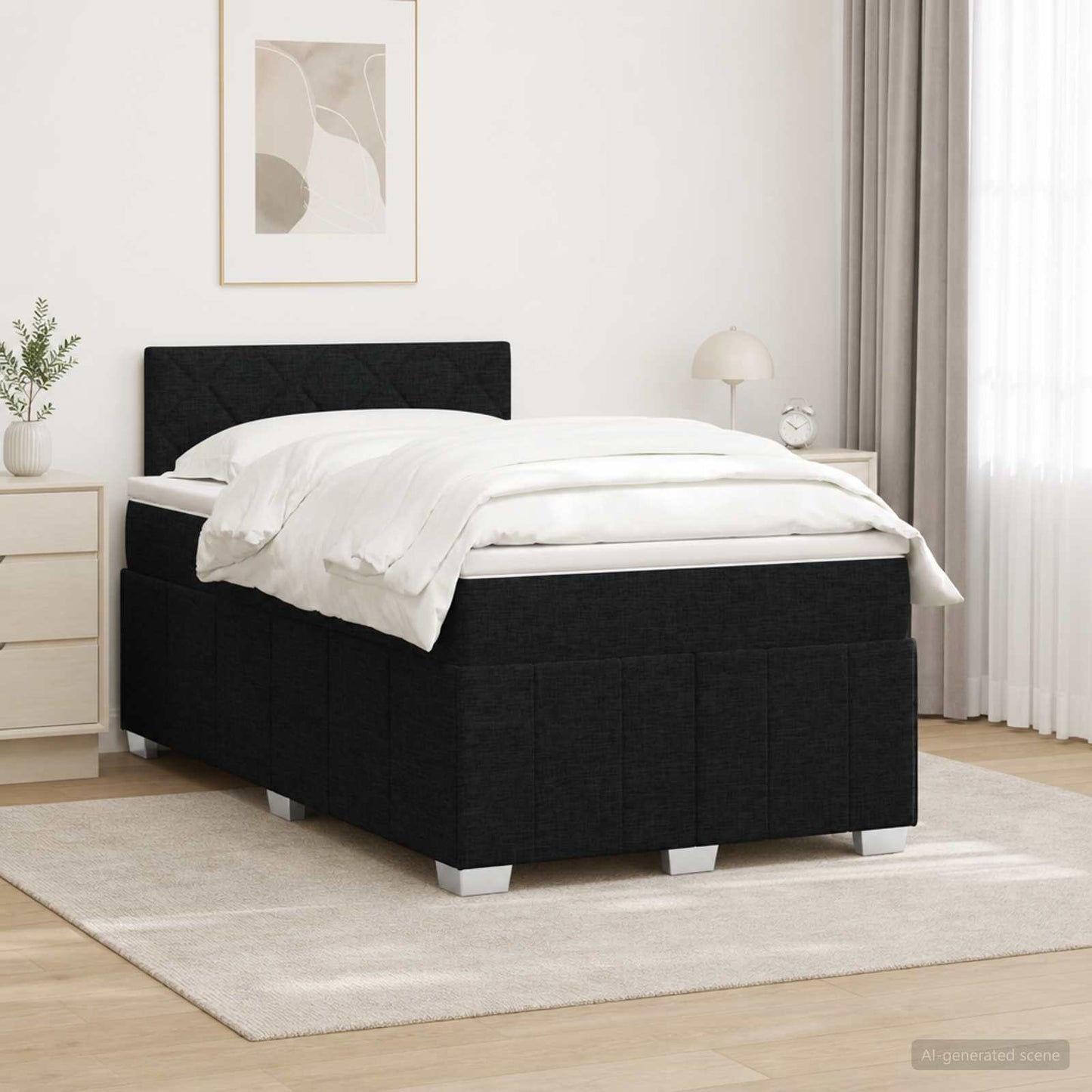 vidaXL Κρεβάτι box spring με στρώμα Μαύρο 120 x 190 cm Ύφασμα