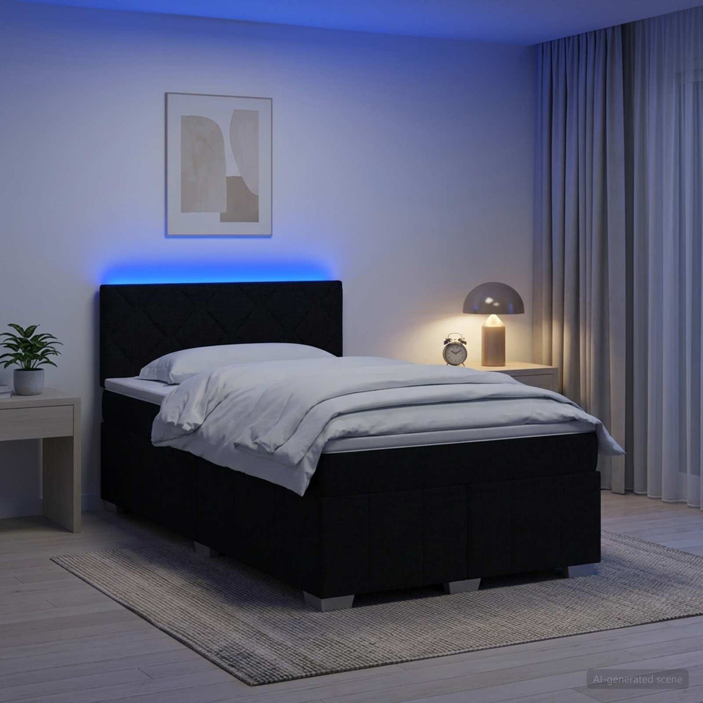 vidaXL Κρεβάτι box spring με στρώμα Μαύρο 120 x 190 cm Ύφασμα