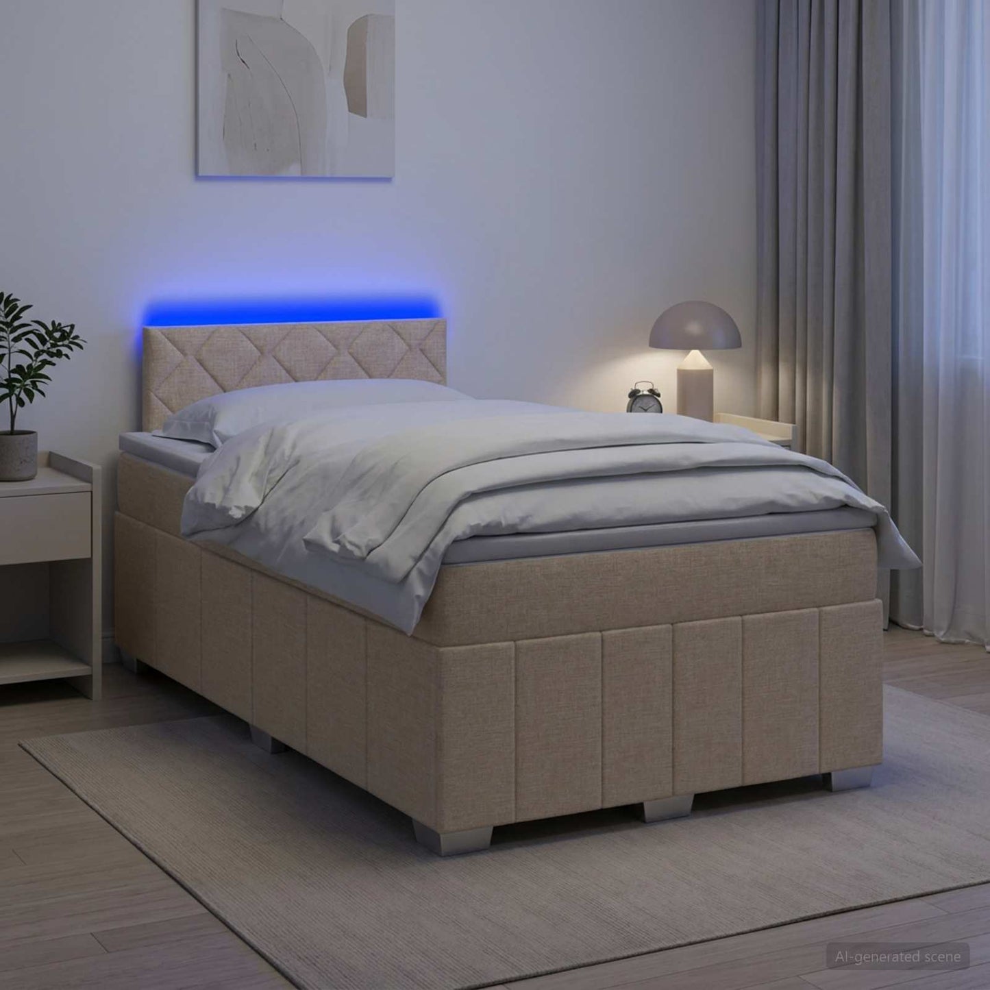 vidaXL Κρεβάτι box spring με στρώμα Κρεμ 120 x 190 cm Ύφασμα