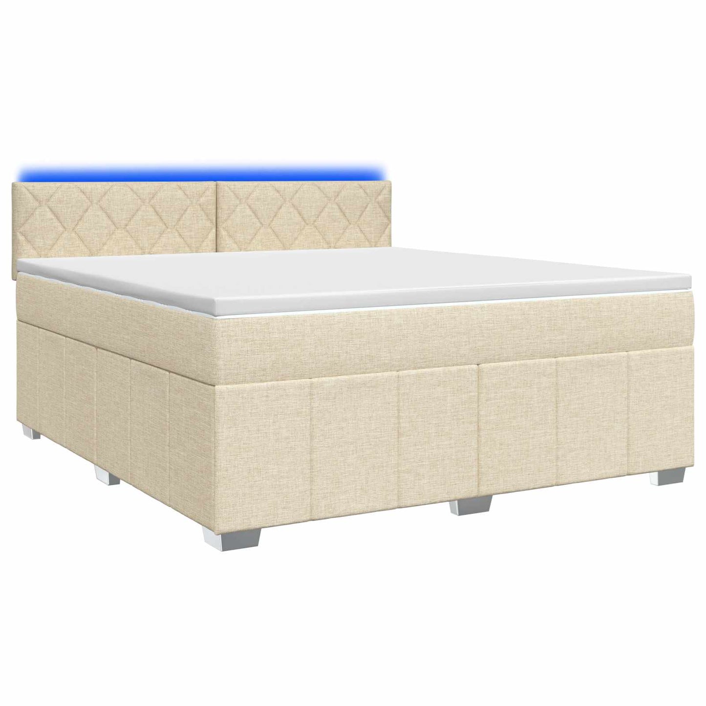vidaXL Κρεβάτι box spring με στρώμα Κρεμ 140 x 190 cm Ύφασμα