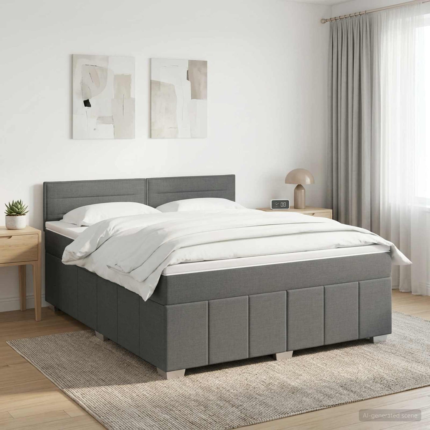 vidaXL Κρεβάτι box spring με στρώμα Σκούρο Γκρι 160 x 200 cm Ύφασμα