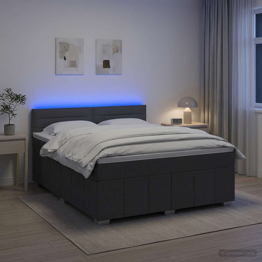 vidaXL Κρεβάτι box spring με στρώμα Σκούρο Γκρι 180 x 200 cm Ύφασμα