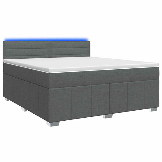 vidaXL Κρεβάτι box spring με στρώμα Σκούρο Γκρι 180 x 200 cm Ύφασμα