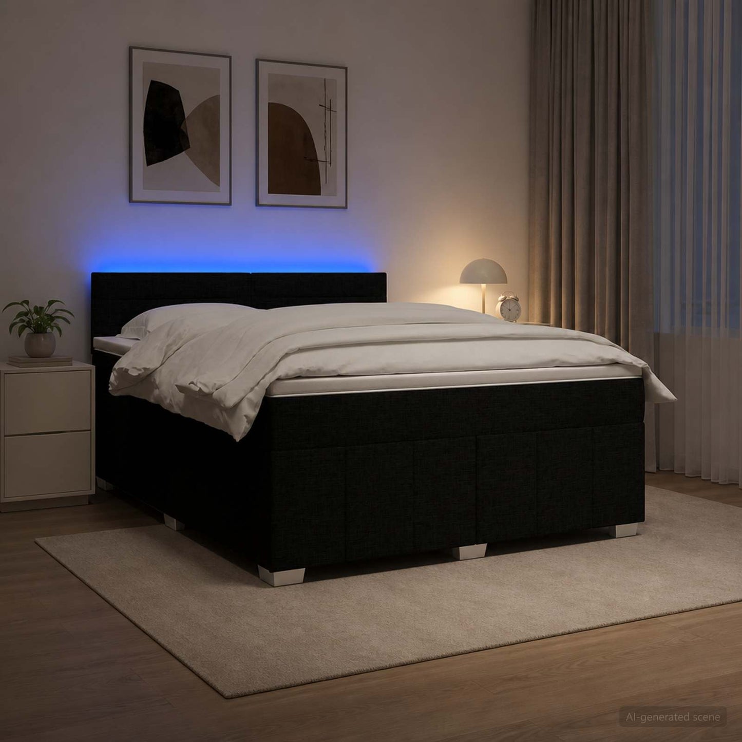 vidaXL Κρεβάτι box spring με στρώμα Μαύρο 140 x 190 cm Ύφασμα