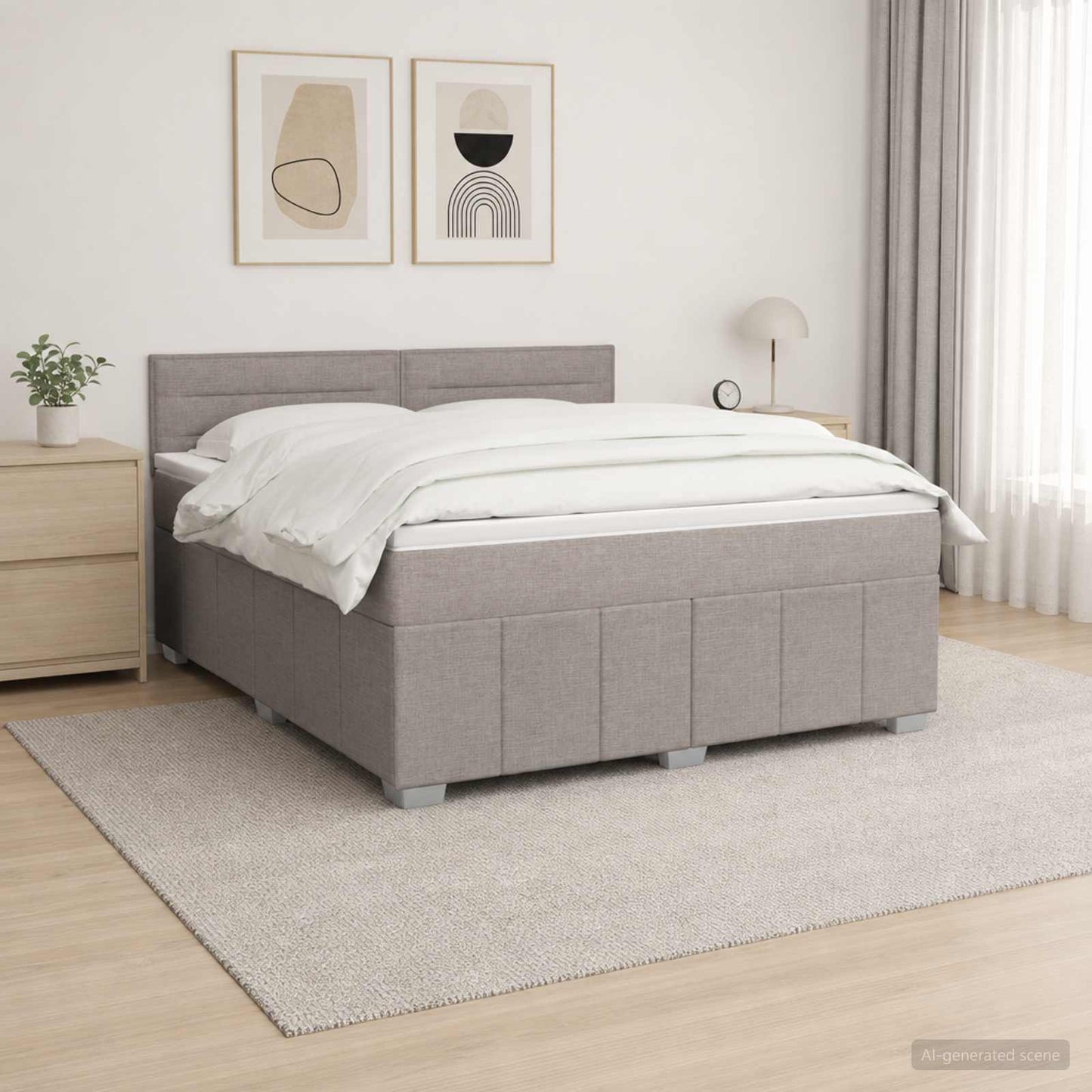 vidaXL Κρεβάτι box spring με στρώμα Taupe 140 x 190 cm Ύφασμα