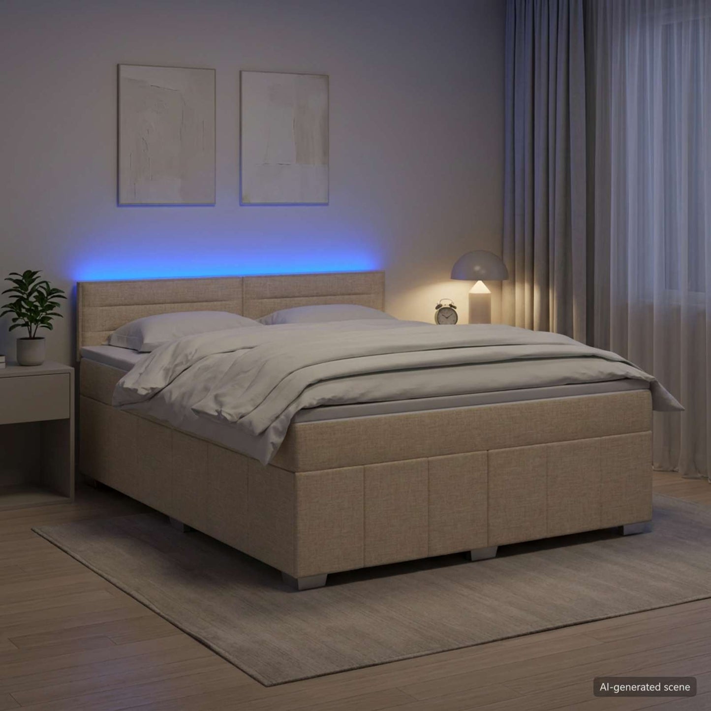 vidaXL Κρεβάτι box spring με στρώμα Κρεμ 140 x 190 cm Ύφασμα