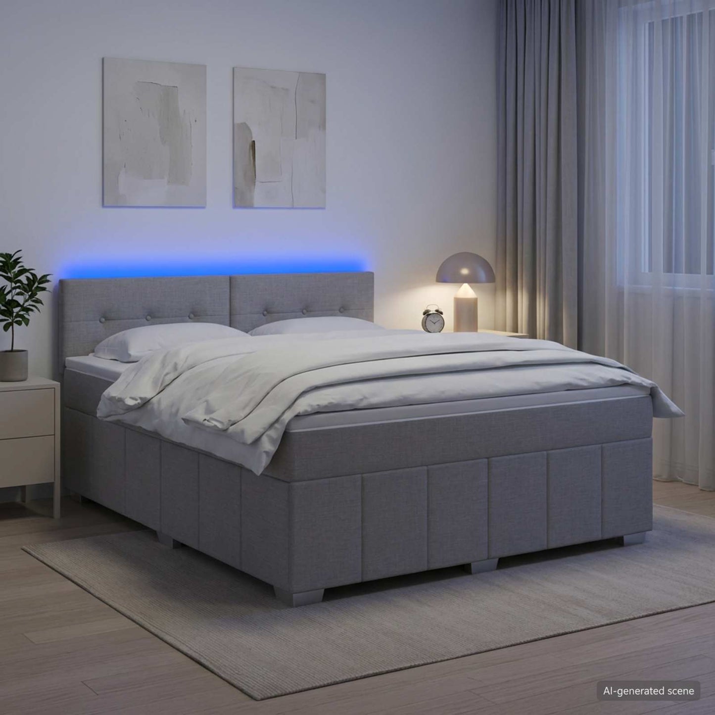 vidaXL Κρεβάτι box spring με στρώμα Ανοιχτό γκρι 140 x 200 cm Ύφασμα