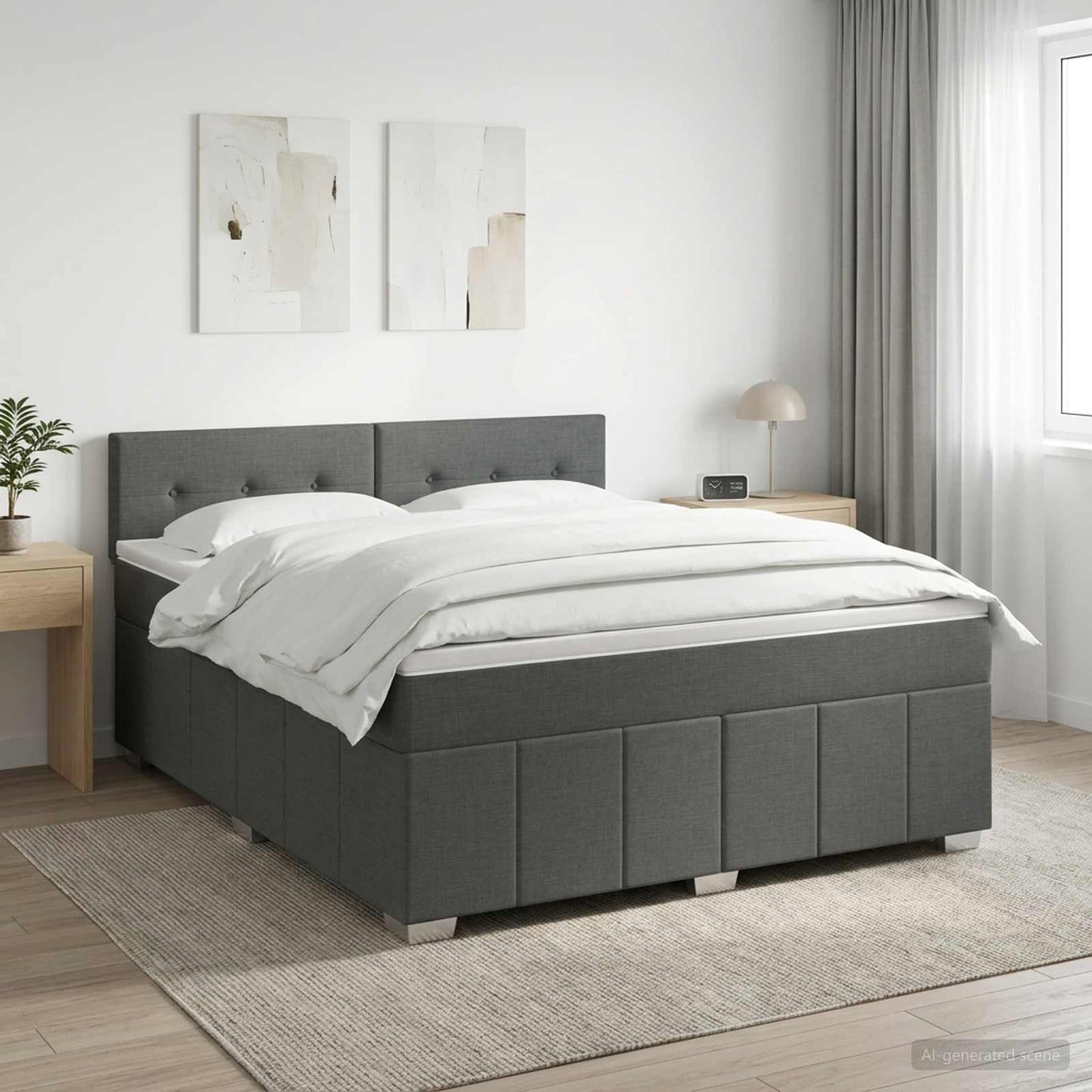 vidaXL Κρεβάτι box spring με στρώμα Σκούρο Γκρι 140 x 190 cm Ύφασμα
