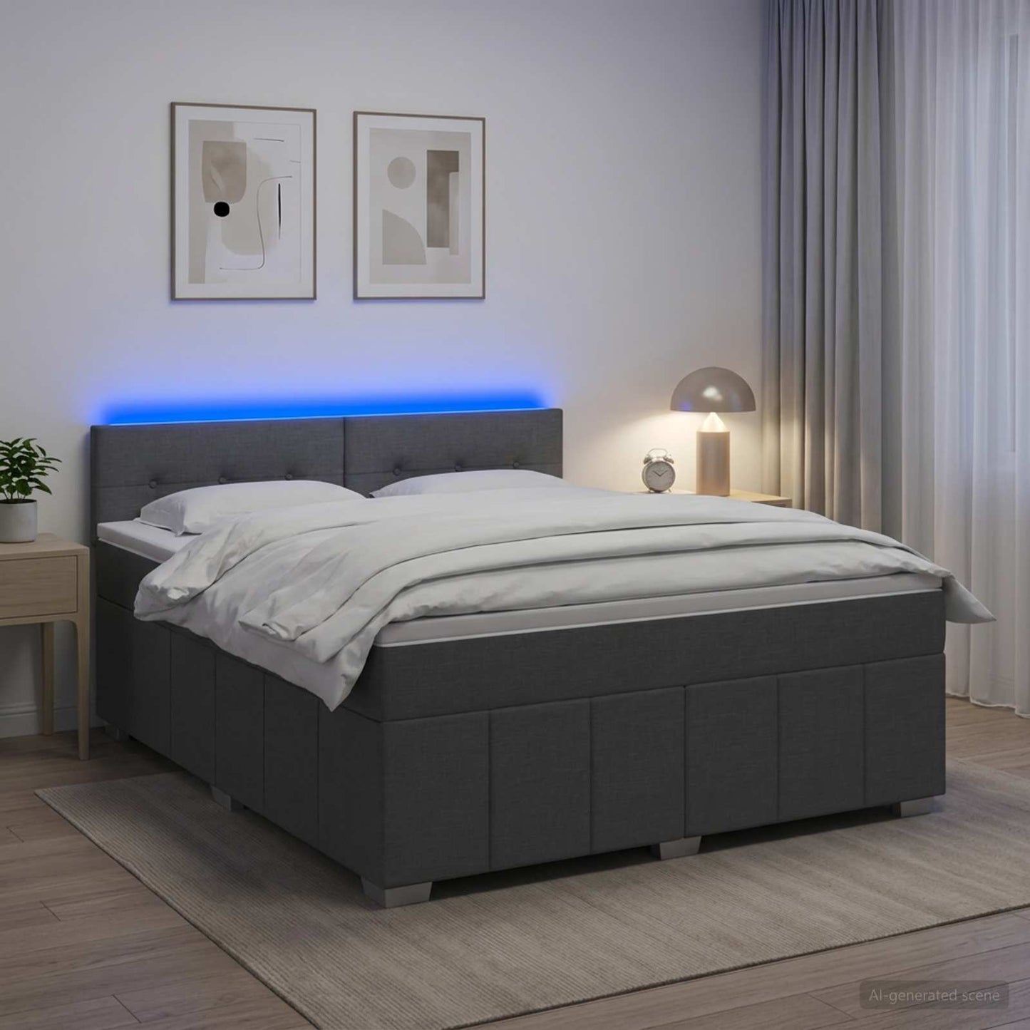 vidaXL Κρεβάτι box spring με στρώμα Σκούρο Γκρι 160 x 200 cm Ύφασμα