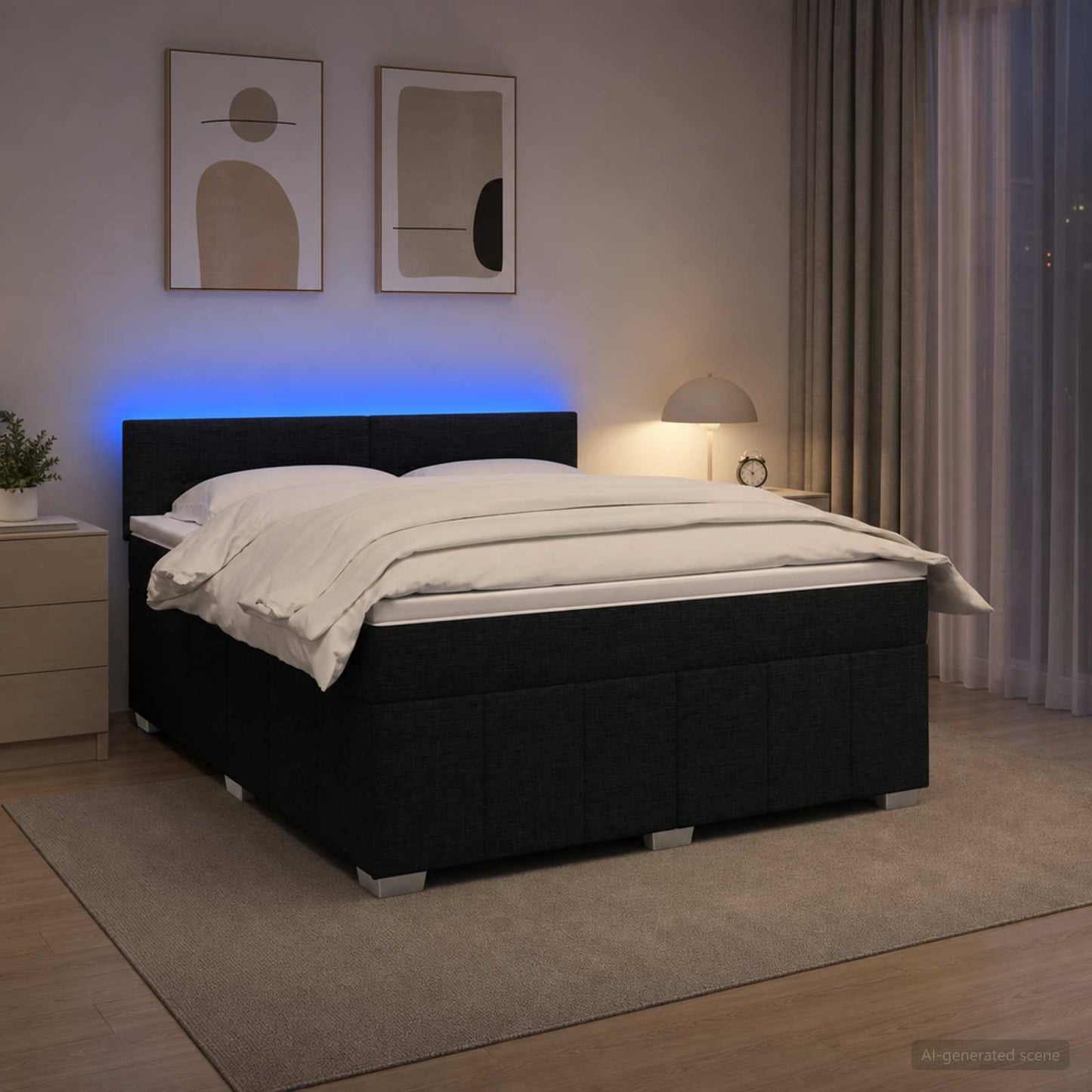 vidaXL Κρεβάτι box spring με στρώμα Μαύρο 160 x 200 cm Ύφασμα