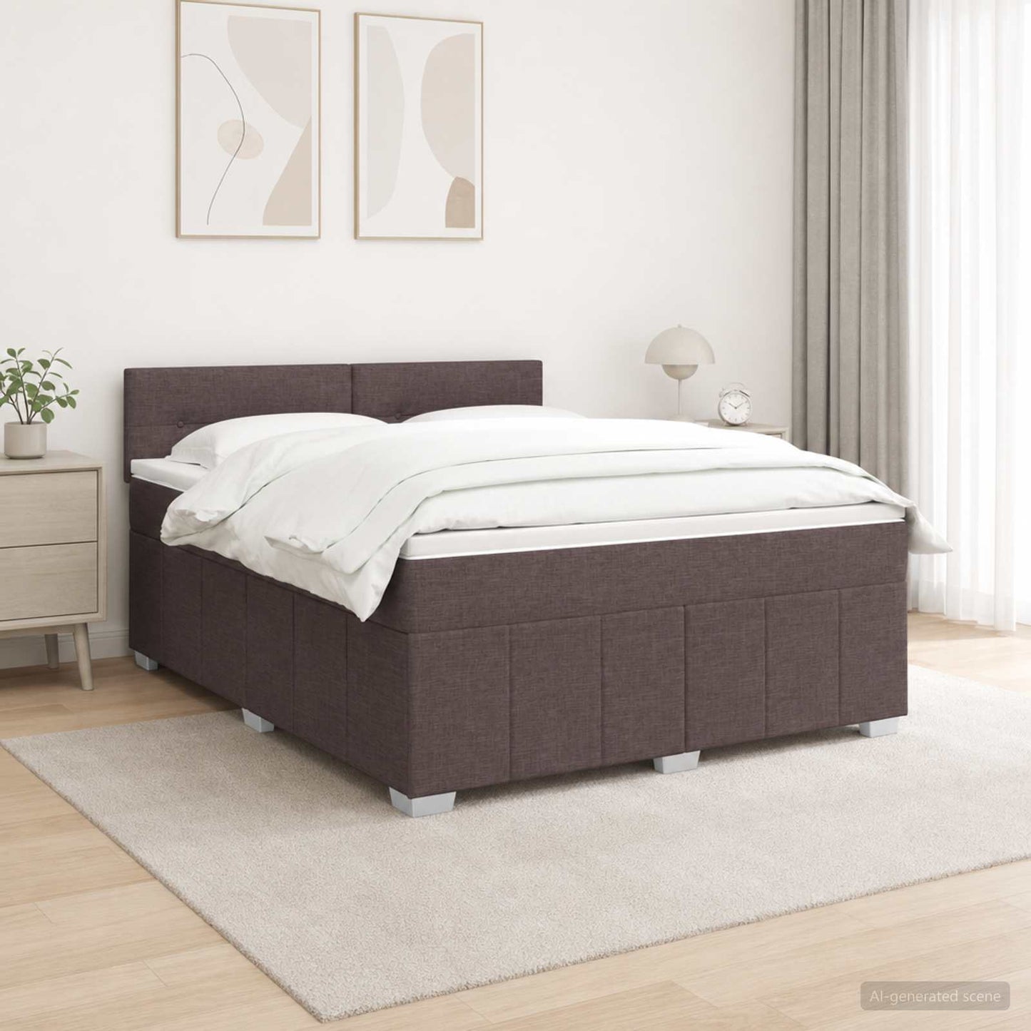 vidaXL Κρεβάτι box spring με στρώμα Σκούρο Καφέ 140 x 200 cm Ύφασμα