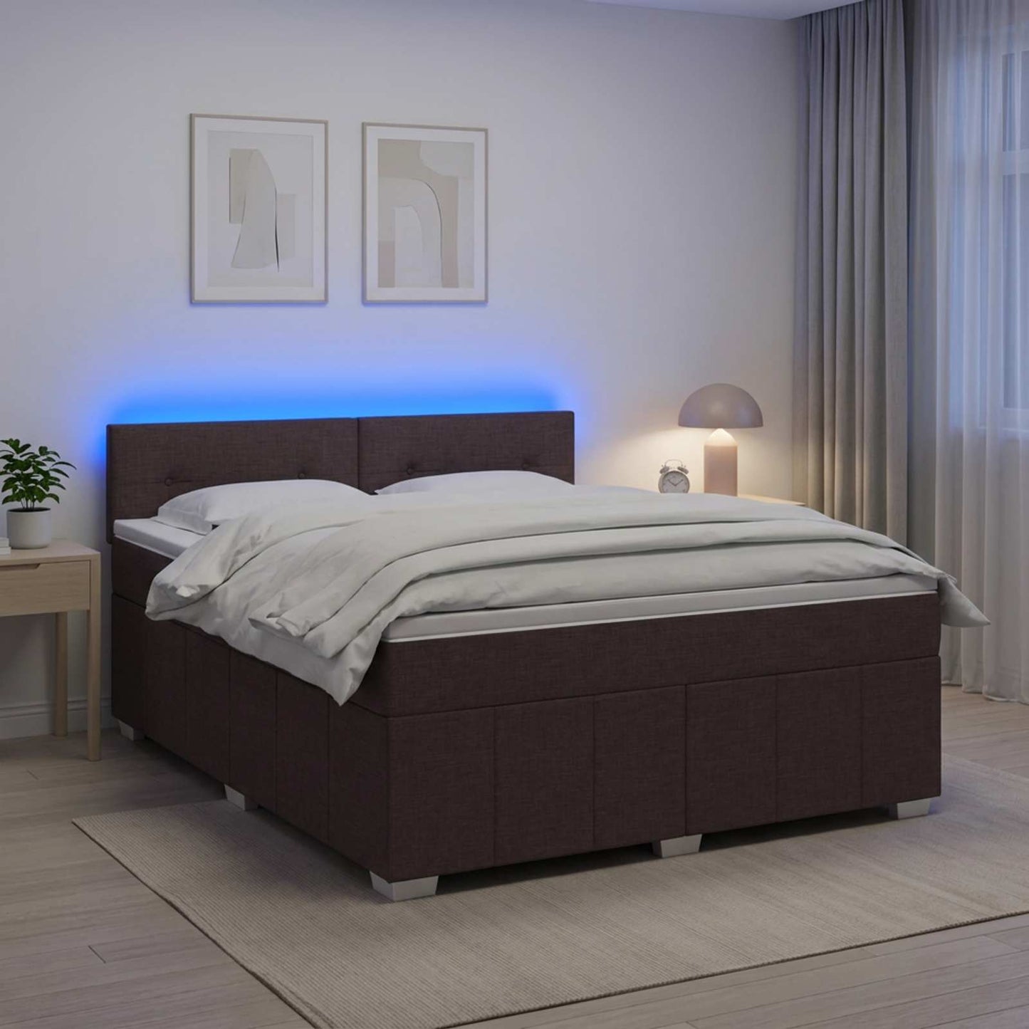 vidaXL Κρεβάτι box spring με στρώμα Σκούρο Καφέ 140 x 200 cm Ύφασμα