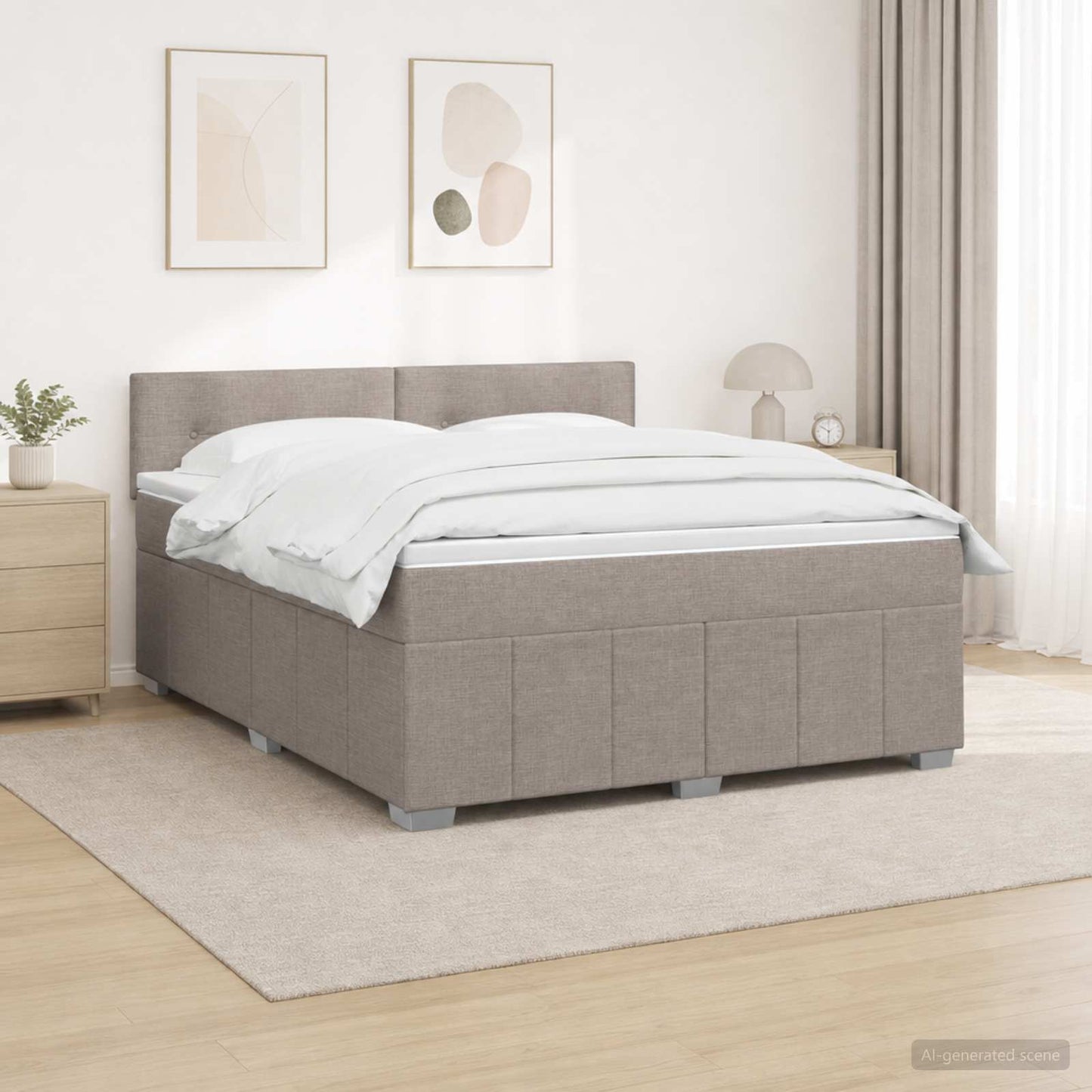 vidaXL Κρεβάτι box spring με στρώμα Taupe 160 x 200 cm Ύφασμα
