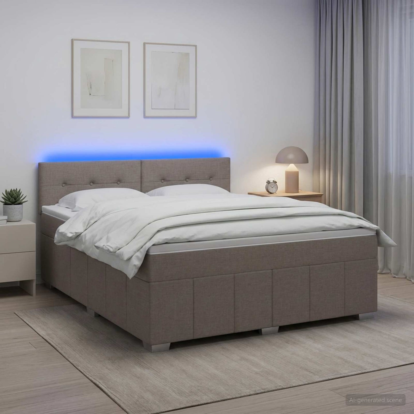 vidaXL Κρεβάτι box spring με στρώμα Taupe 180 x 200 cm Ύφασμα