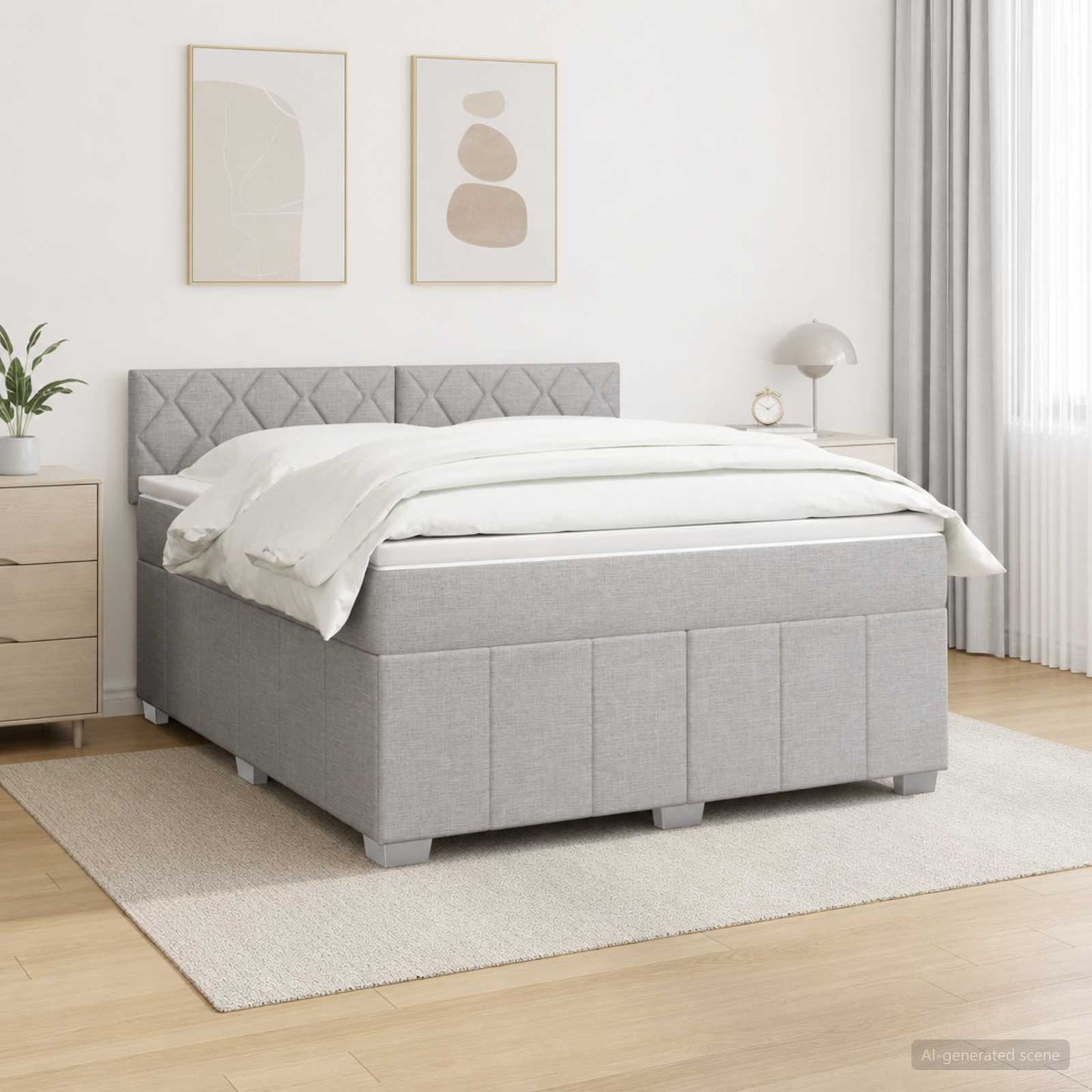 vidaXL Κρεβάτι box spring με στρώμα Ανοιχτό γκρι 160 x 200 cm Ύφασμα