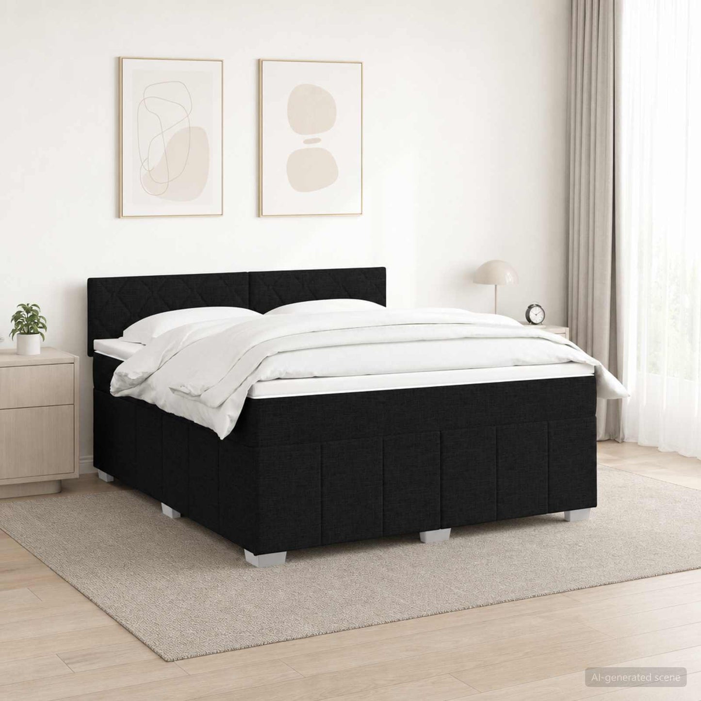 vidaXL Κρεβάτι box spring με στρώμα Μαύρο 160 x 200 cm Ύφασμα