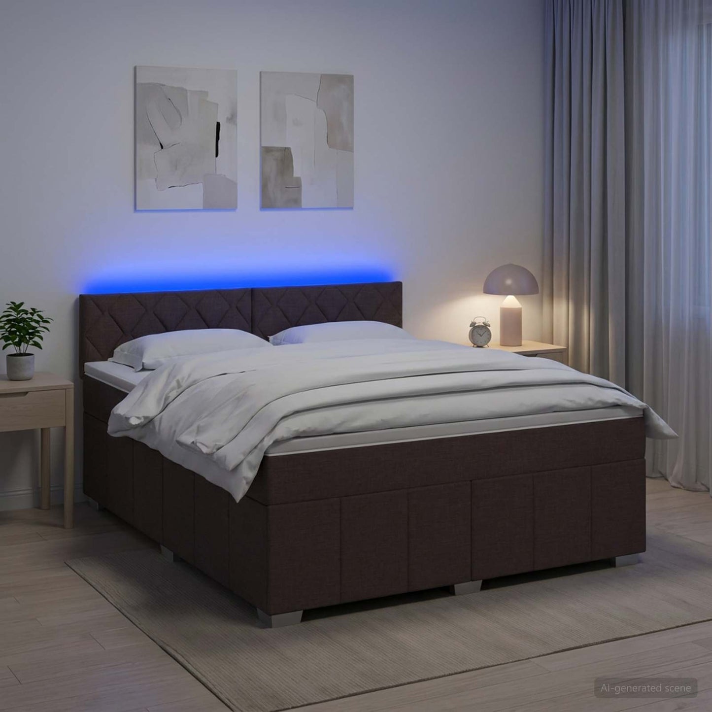 vidaXL Κρεβάτι box spring με στρώμα Σκούρο Καφέ 180 x 200 cm Ύφασμα