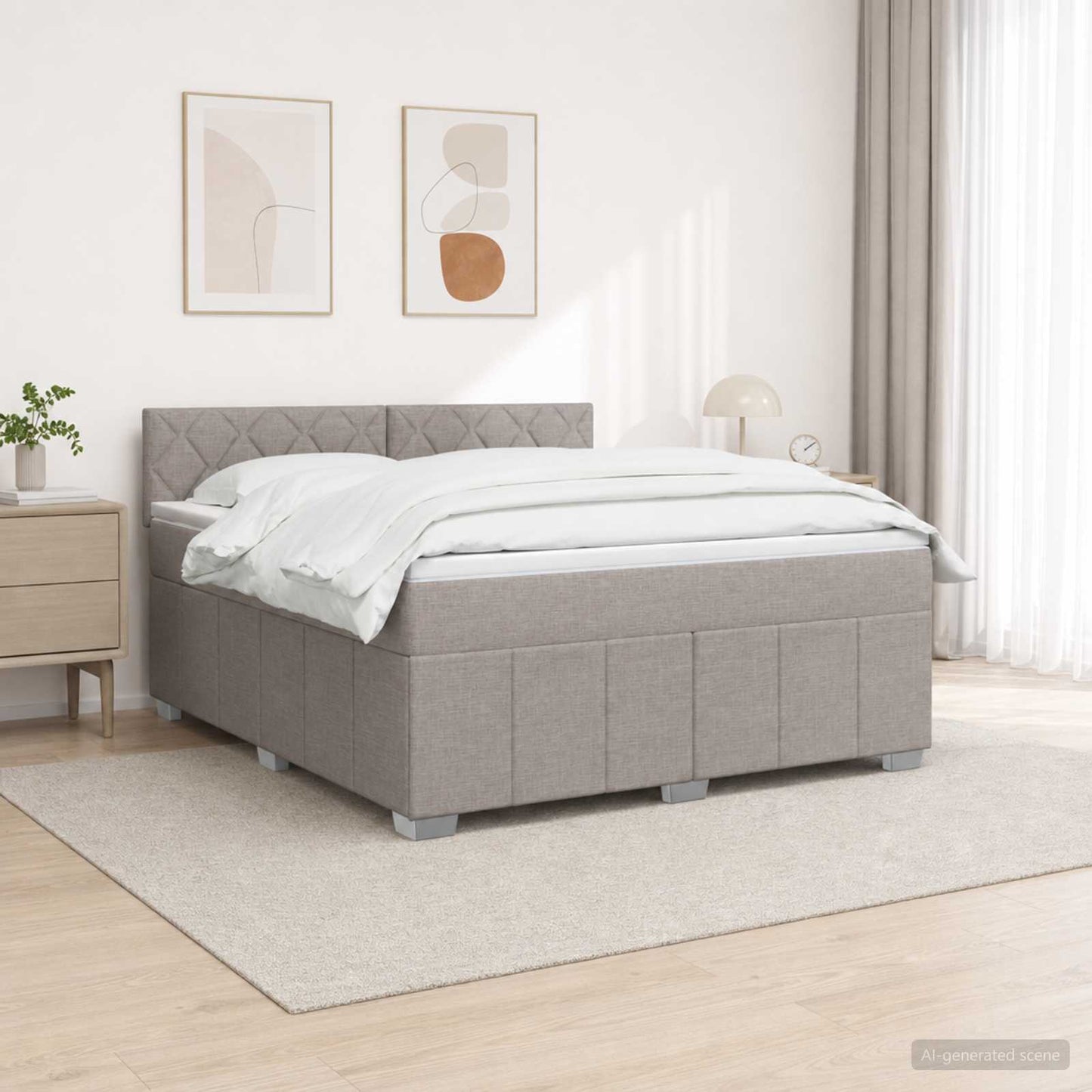 vidaXL Κρεβάτι box spring με στρώμα Taupe 180 x 200 cm Ύφασμα