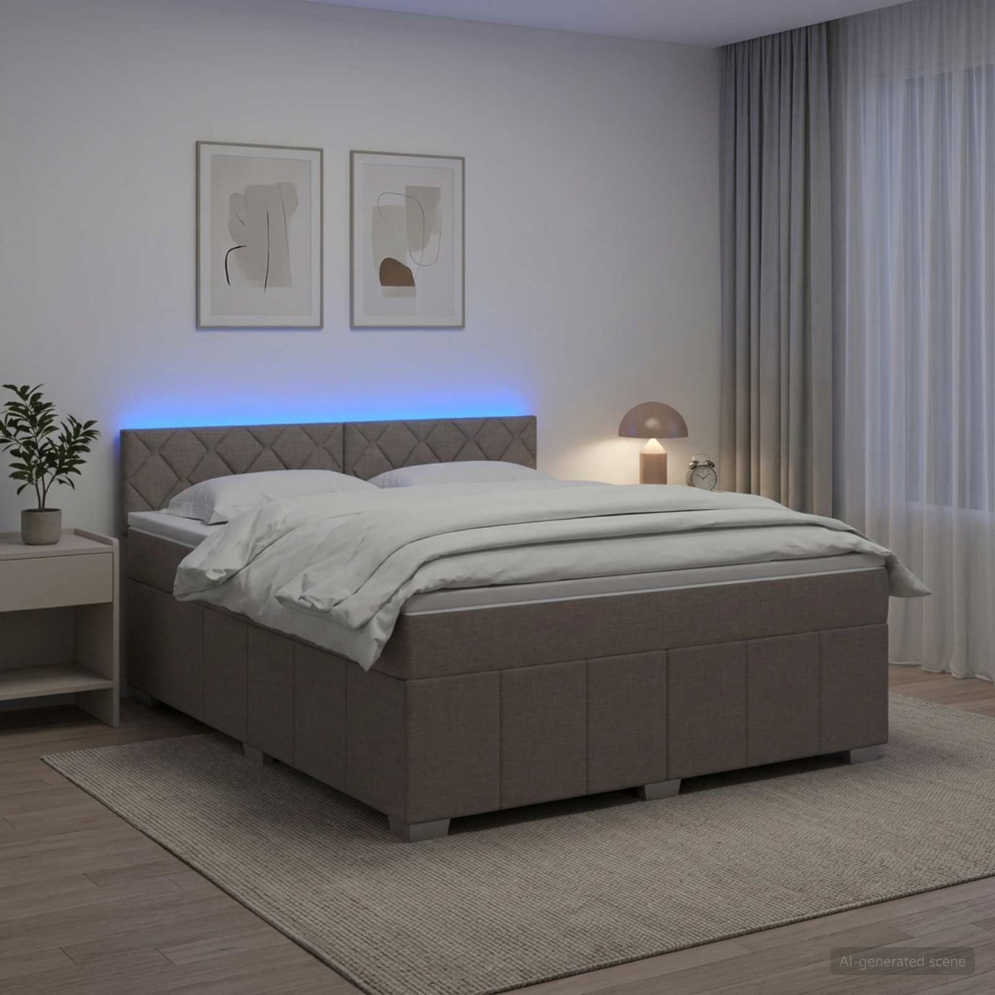 vidaXL Κρεβάτι box spring με στρώμα Taupe 140 x 190 cm Ύφασμα