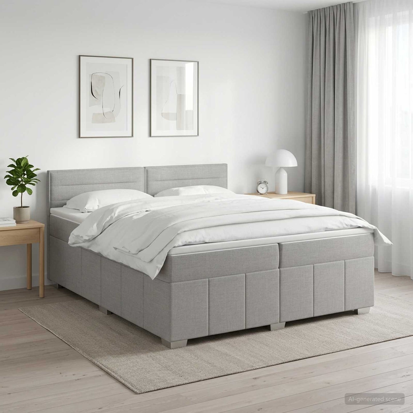 vidaXL Κρεβάτι box spring με στρώμα Ανοιχτό γκρι 200 x 200 cm Ύφασμα